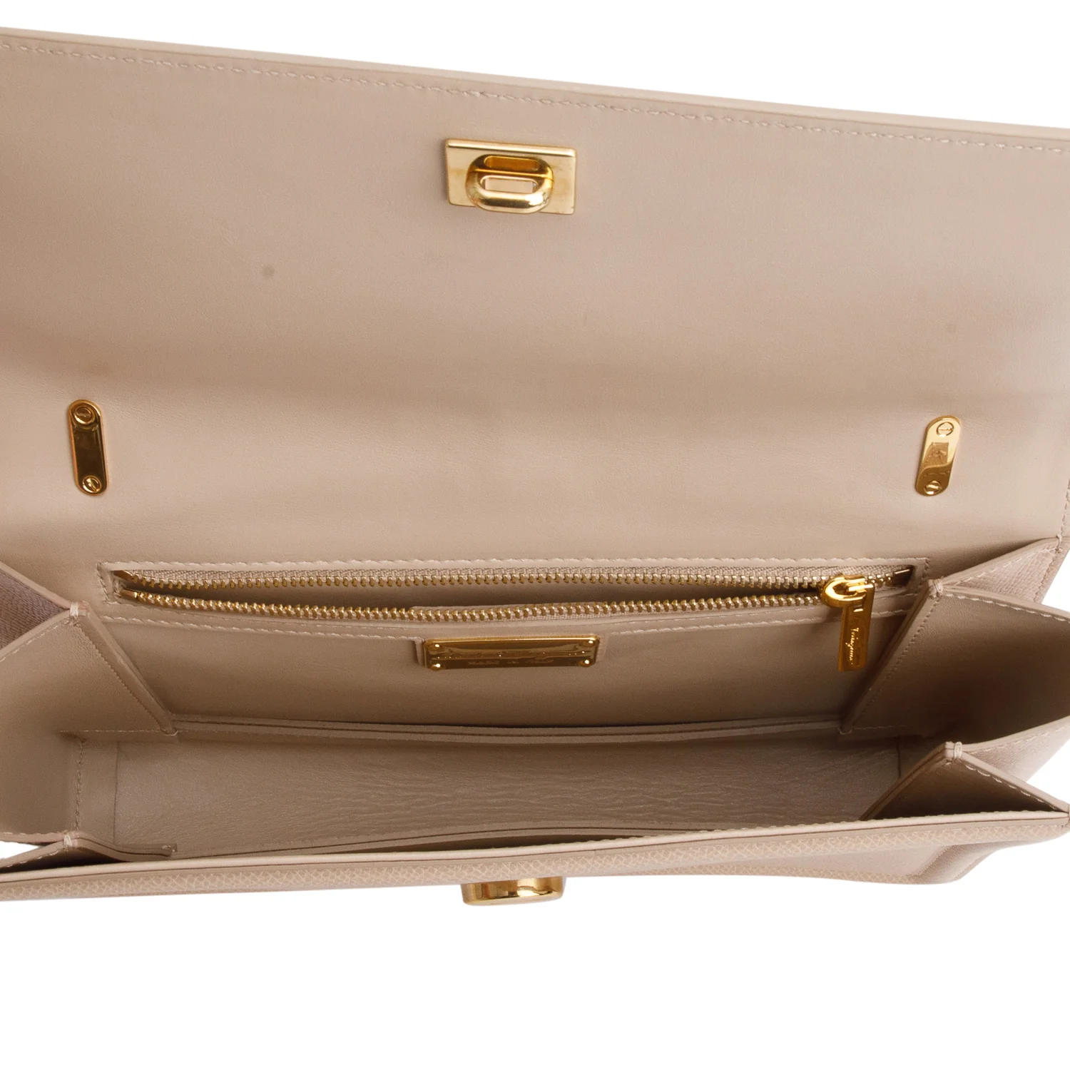 Ferragamo Beige Printed Calfskin Ginny Shoulder Bag - Image 7