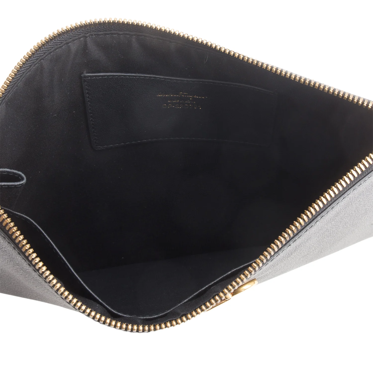 Ferragamo Black Pebbled Calfskin Gancini Zip Wrislet - Image 6