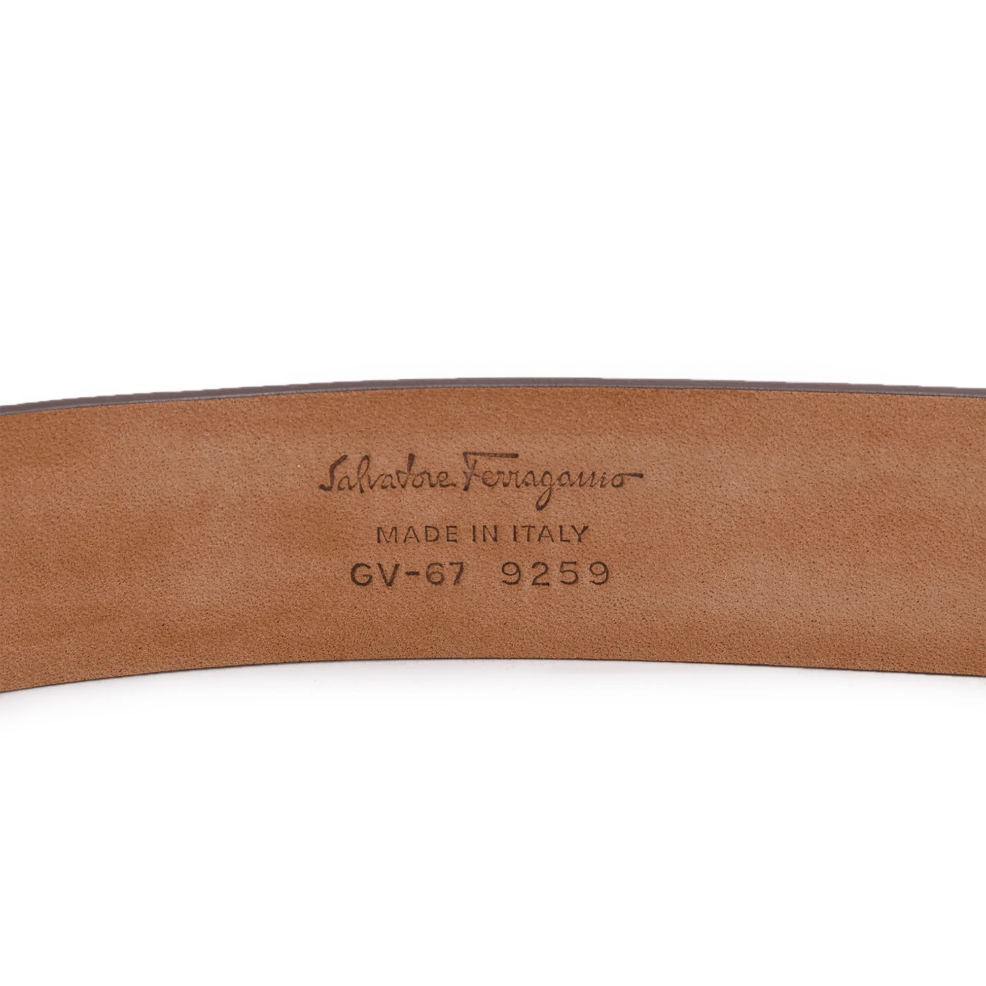 Ferragamo Brown Leather Adjustable Rectangular Buckle Belt w/ Box - Image 3