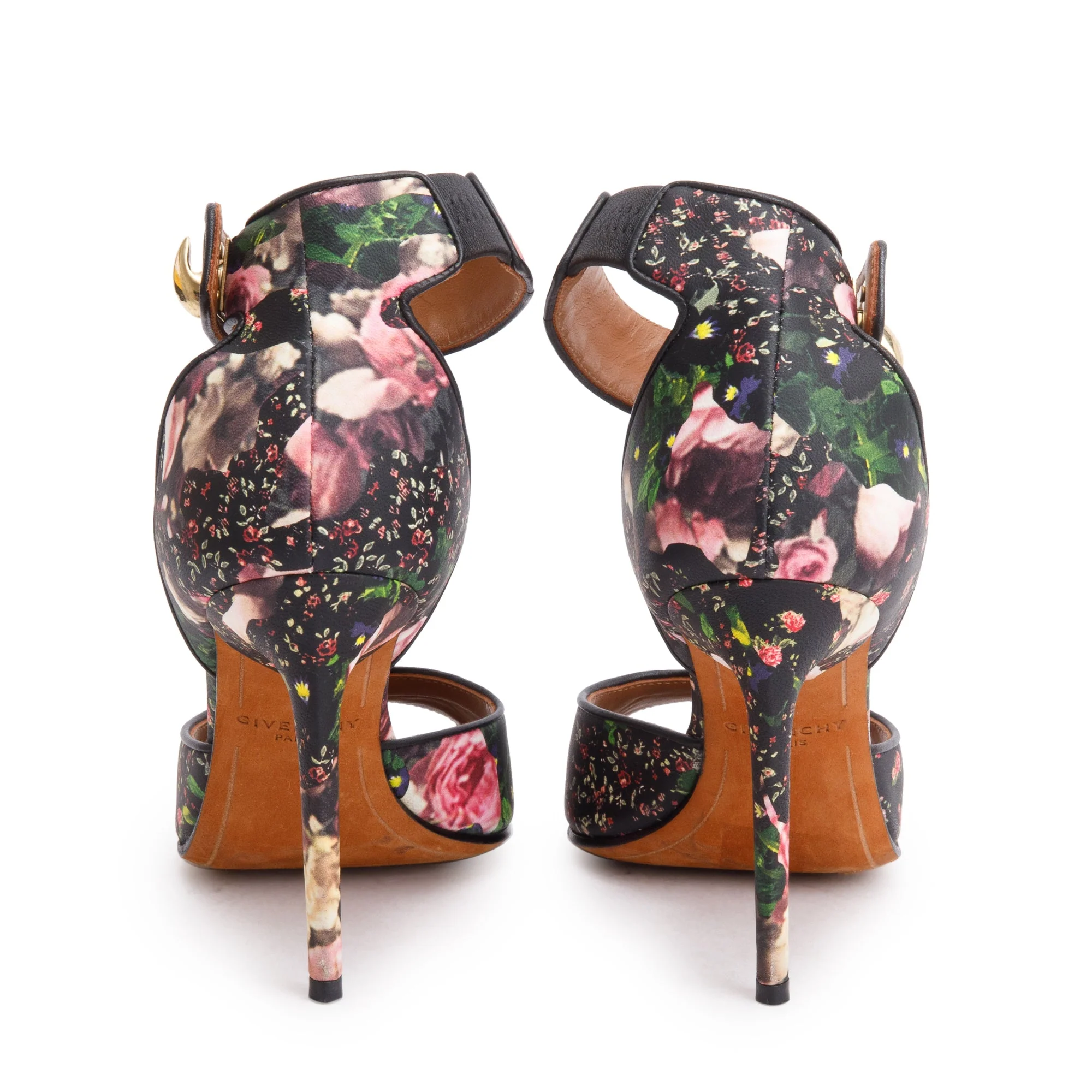 Givenchy Black Floral Satin Shark Lock Ankle Strap Pumps, Size 36 w/ Box - Image 5