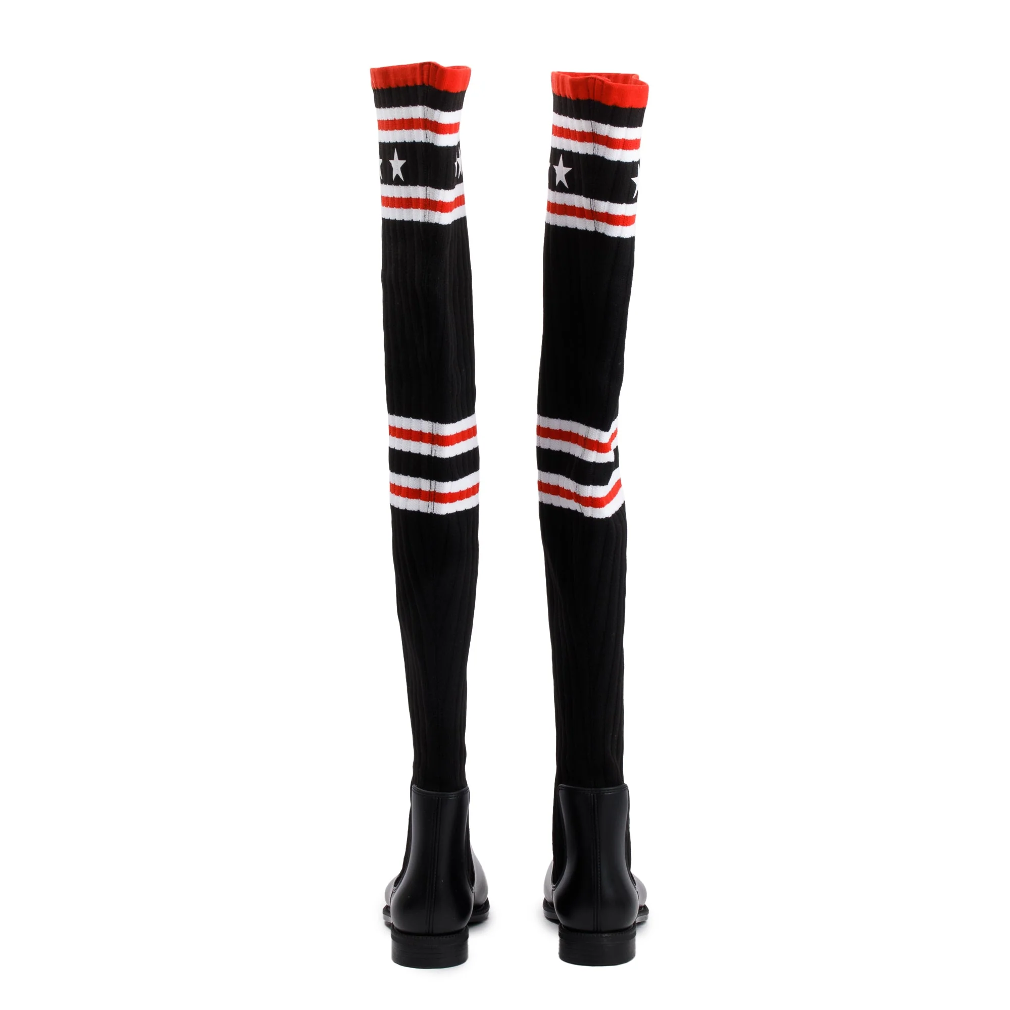 Givenchy Black Knit Rubber Storm Over The Knee Boots, Size 37 w/ Box - Image 4