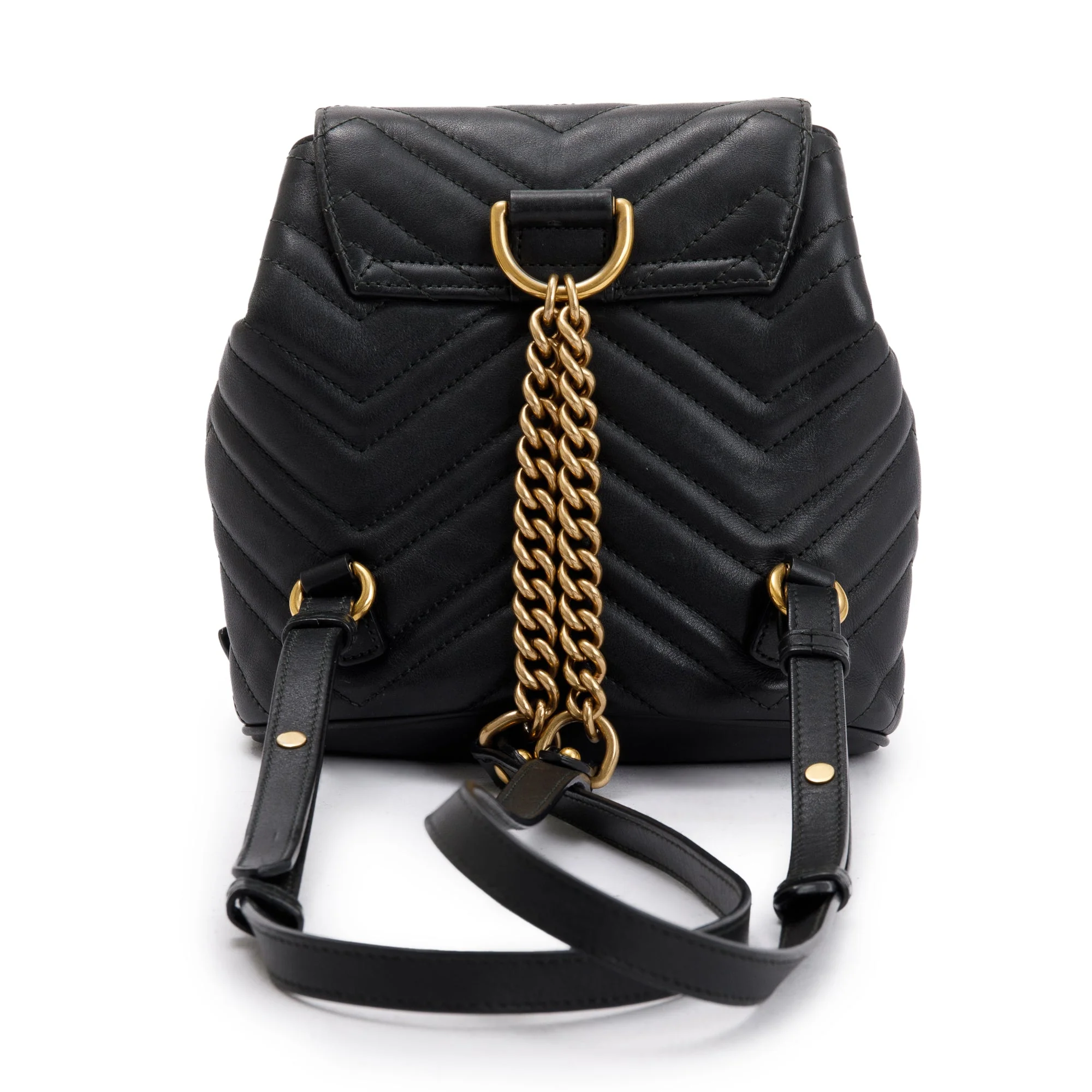 Gucci Black Calfskin Matelasse GG Marmont Flap Backpack - Image 4