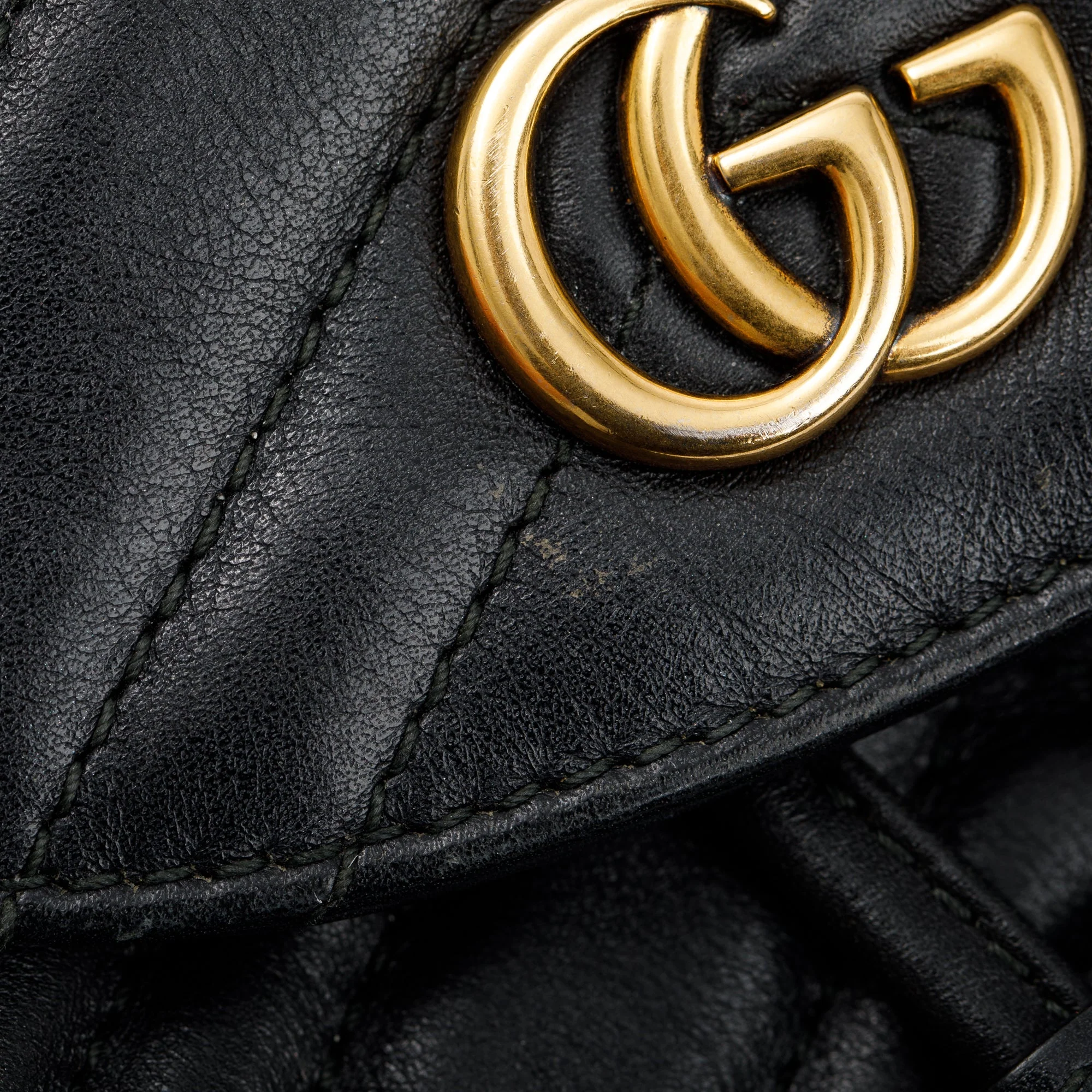 Gucci Black Calfskin Matelasse GG Marmont Flap Backpack - Image 7
