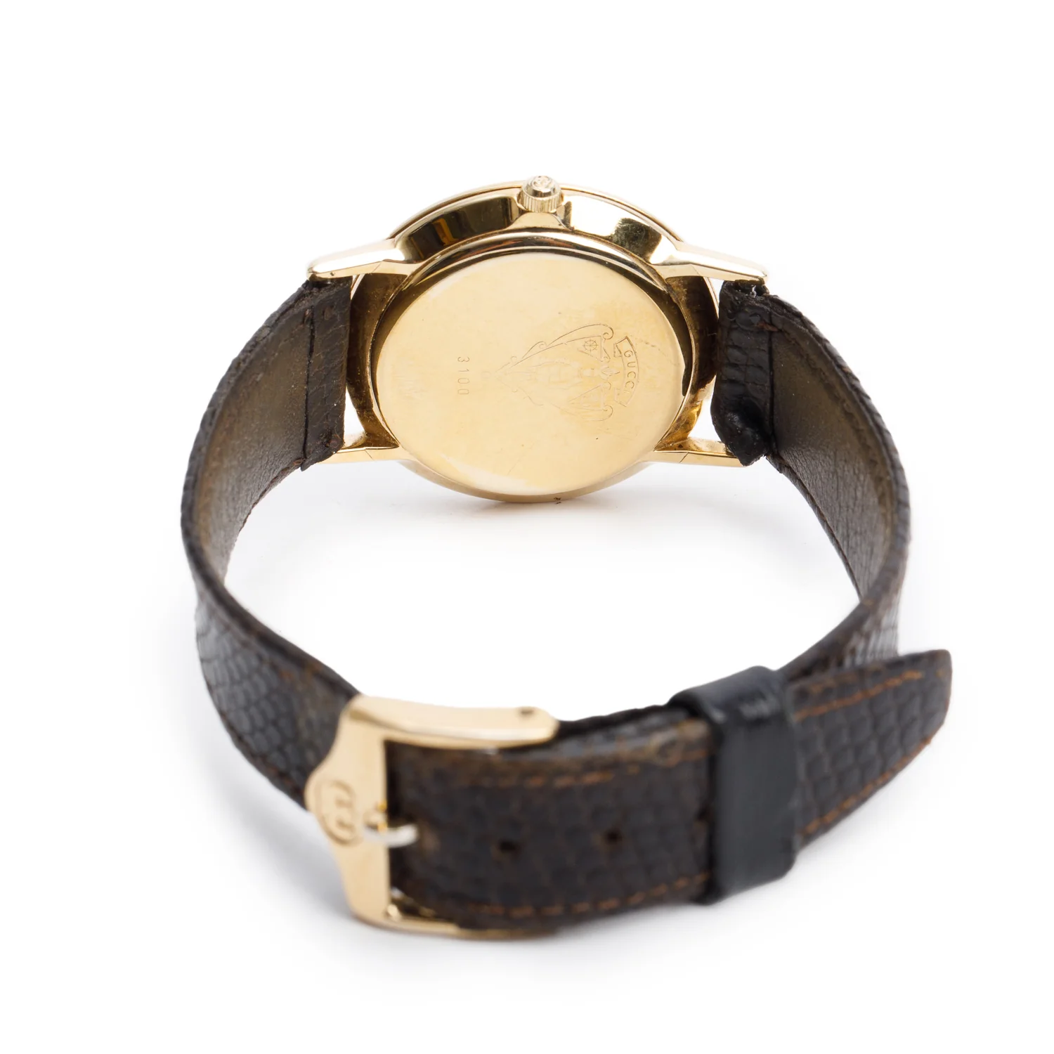 Gucci Gold Plated Stainless Steel 3100 Series 29 MM Quartz Watch Green & Red Dial w/ Box - Image 4