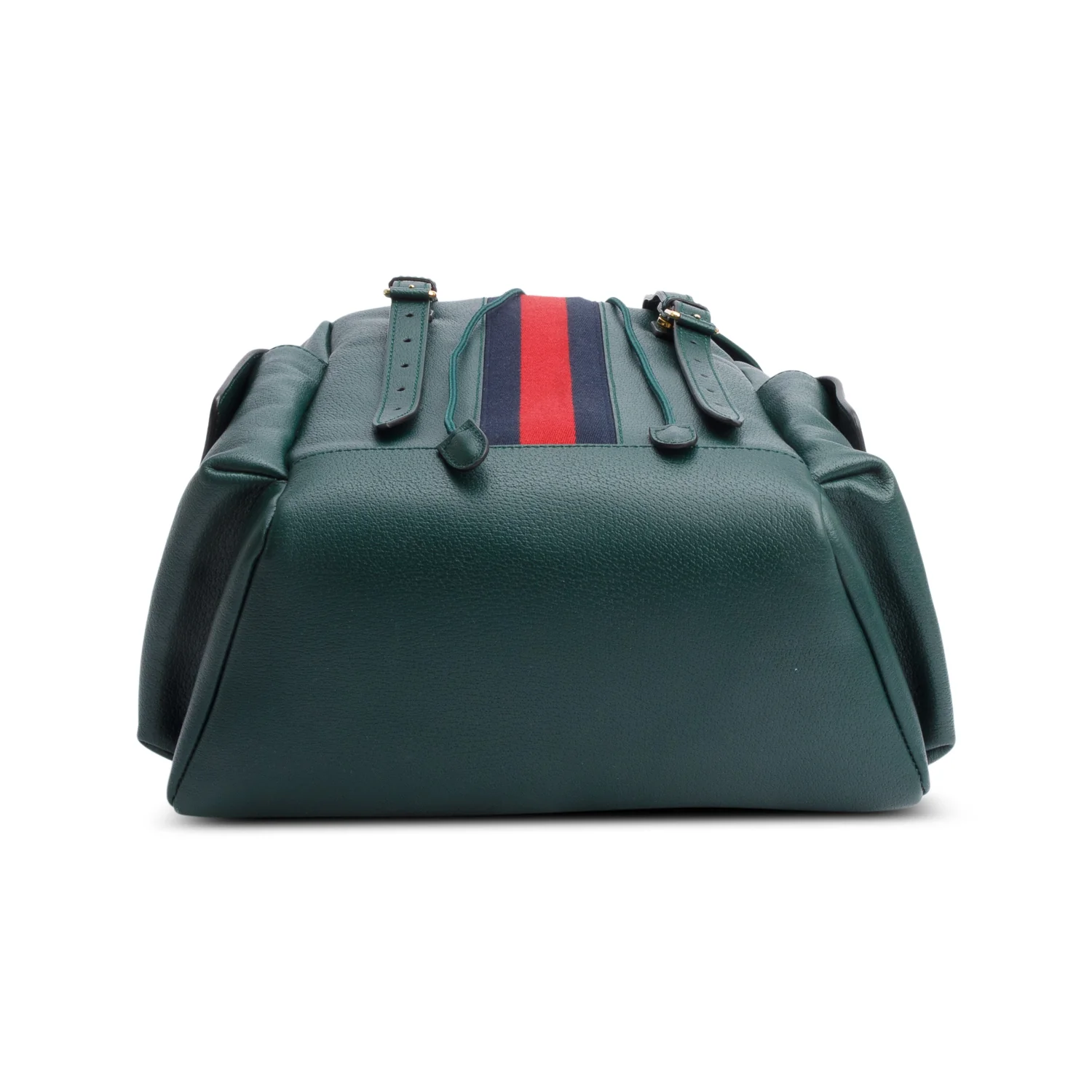 Gucci Green Calfskin Leather Web Double Buckle Ophidia Medium Backpack - Image 6