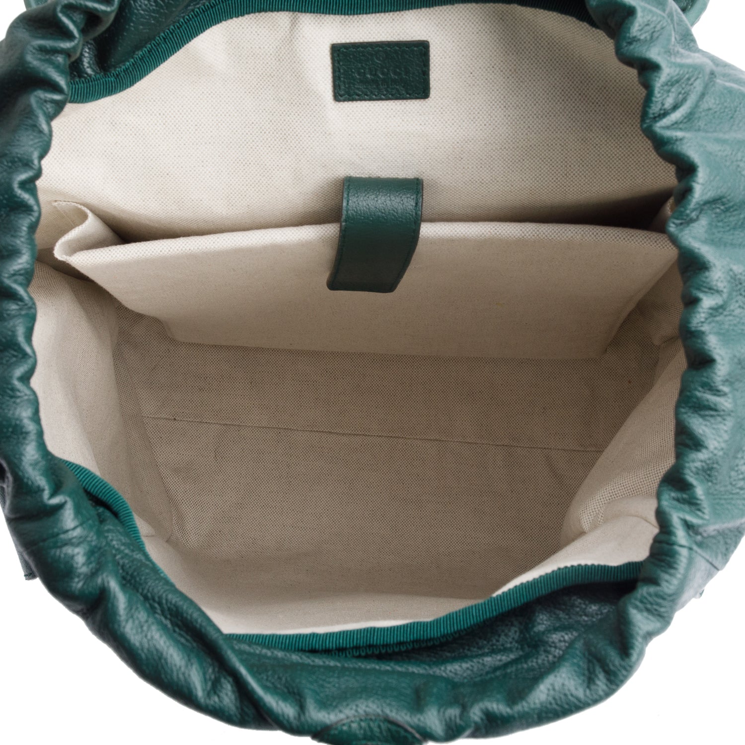 Gucci Green Calfskin Leather Web Double Buckle Ophidia Medium Backpack - Image 7