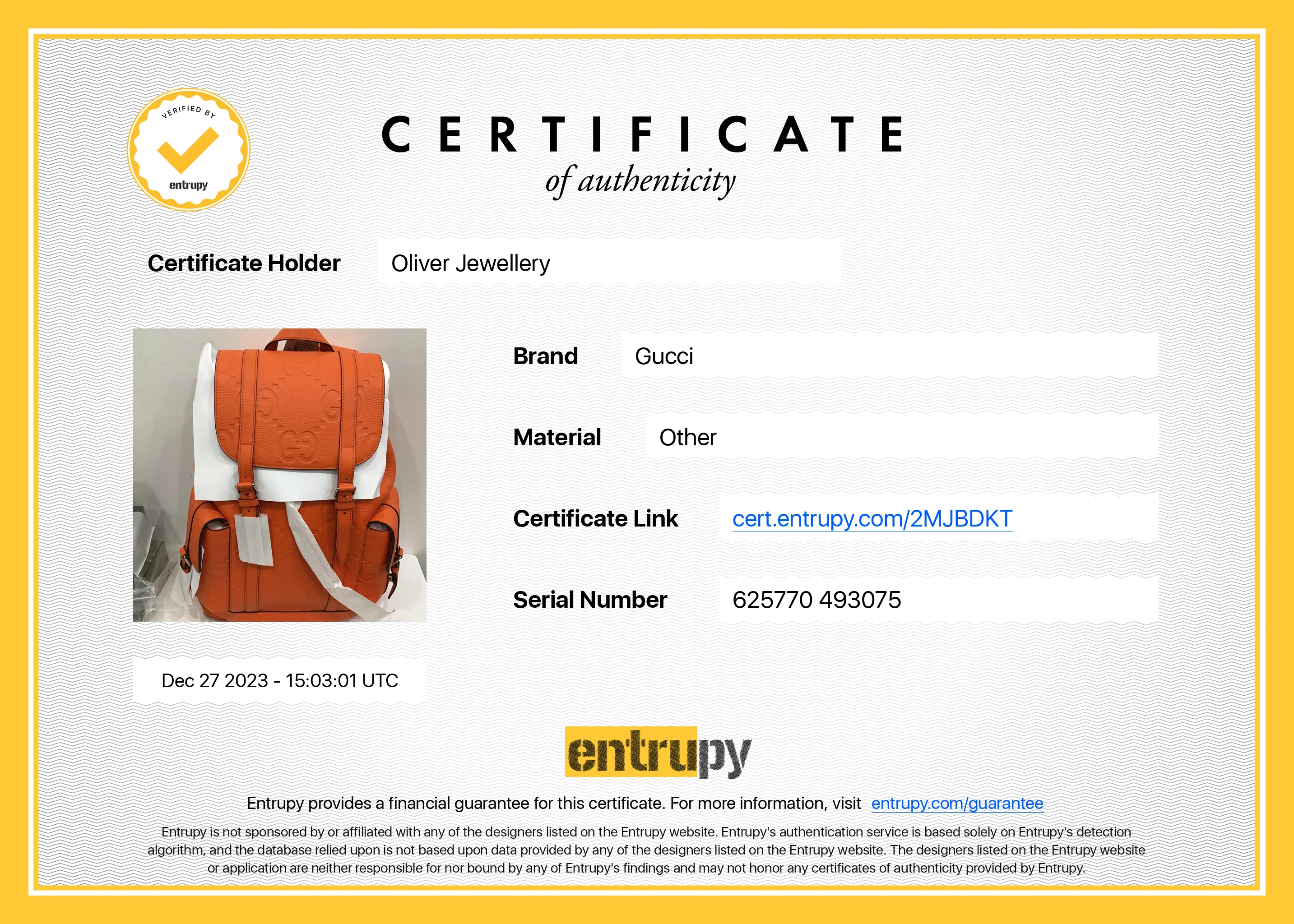 Gucci Orange Jumbo GG Leather Backpack - Image 9