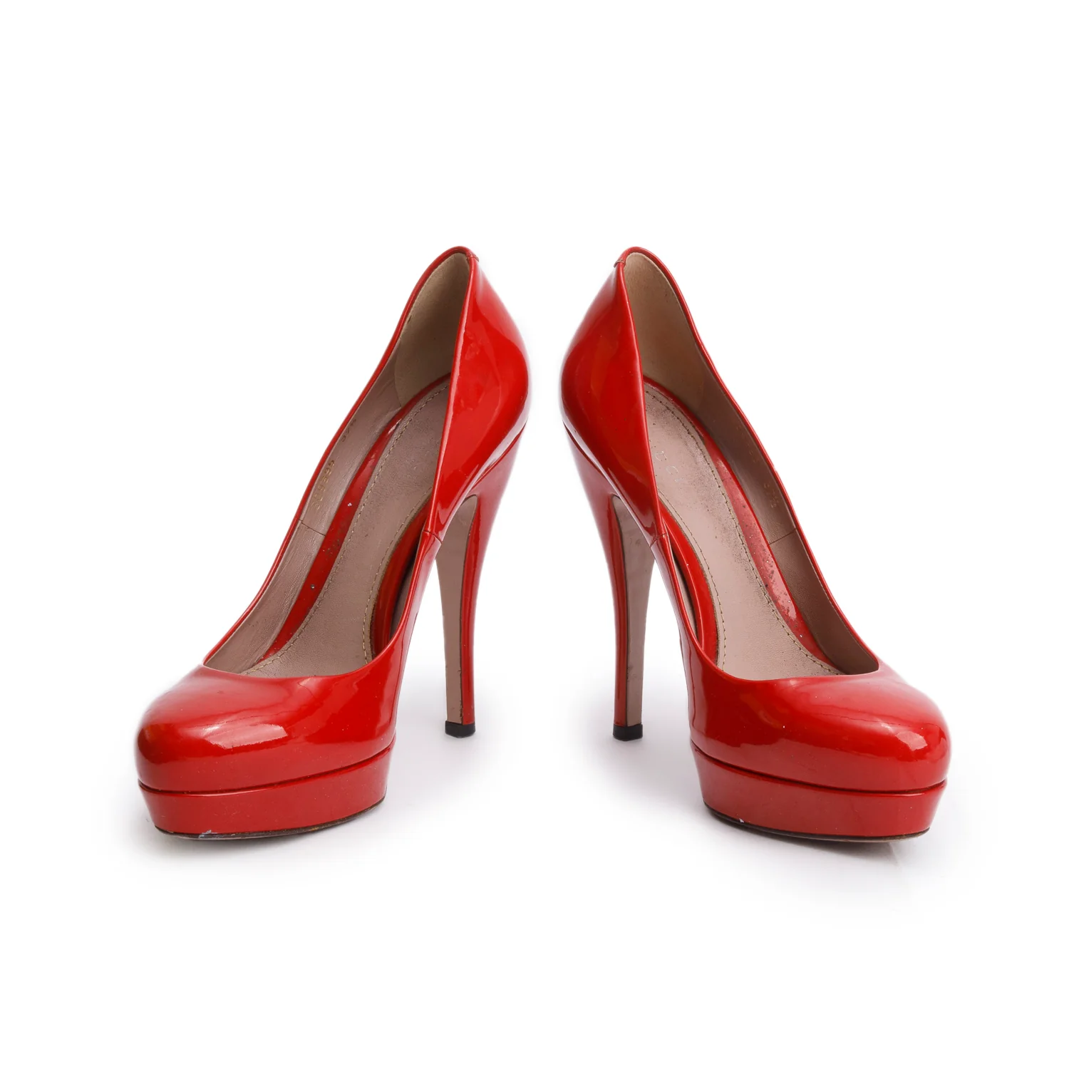Gucci Red Patent Leather Platform Pumps, Size 37.5 - Image 3