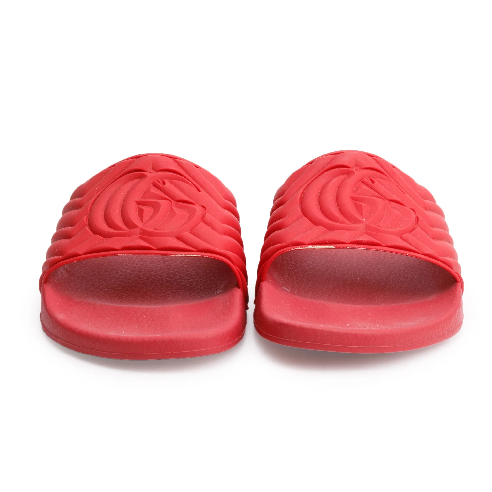Gucci Red Rubber Double G Logo Slides, Size 11 w/ Box - Image 3