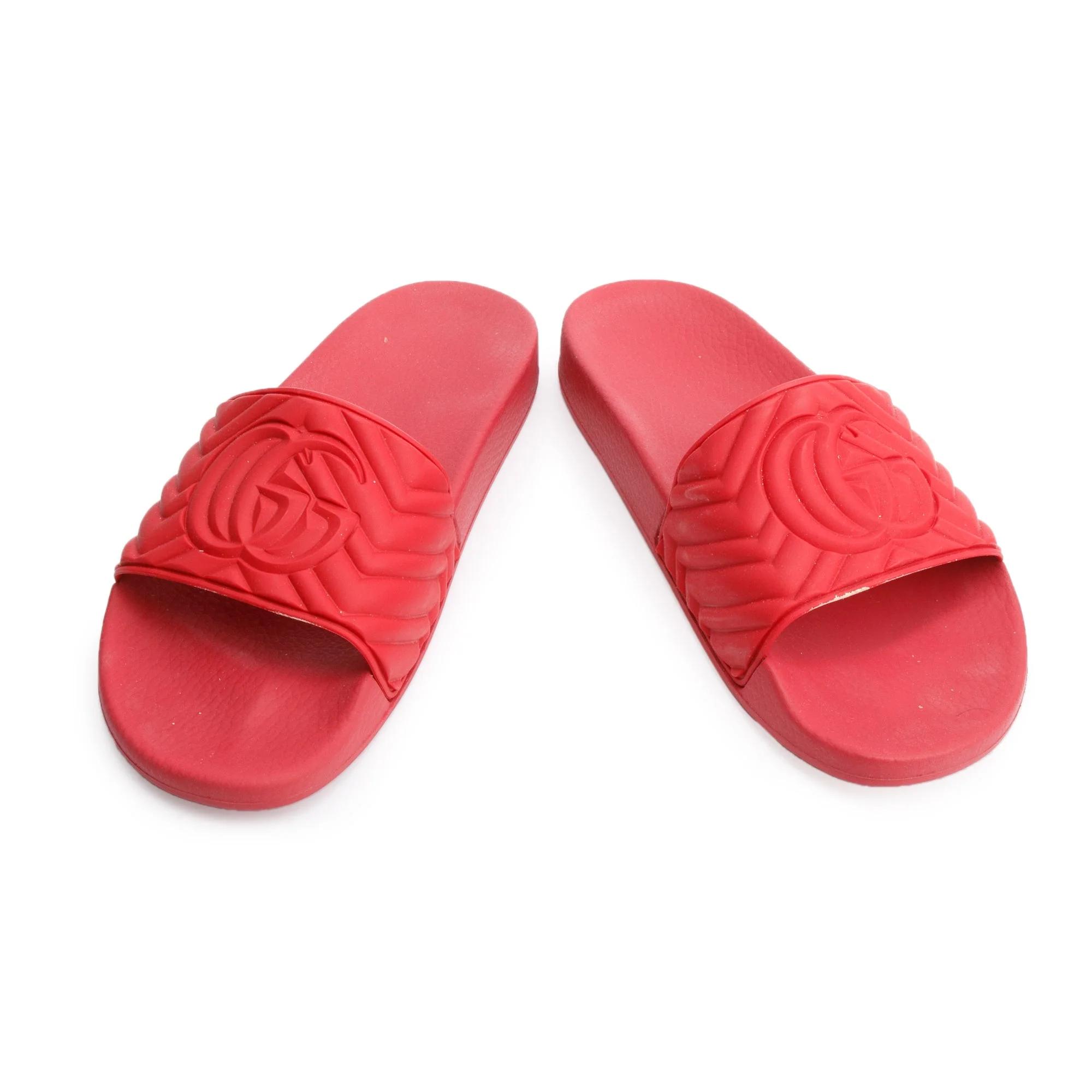Gucci Red Rubber Double G Logo Slides, Size 11 w/ Box - Image 4