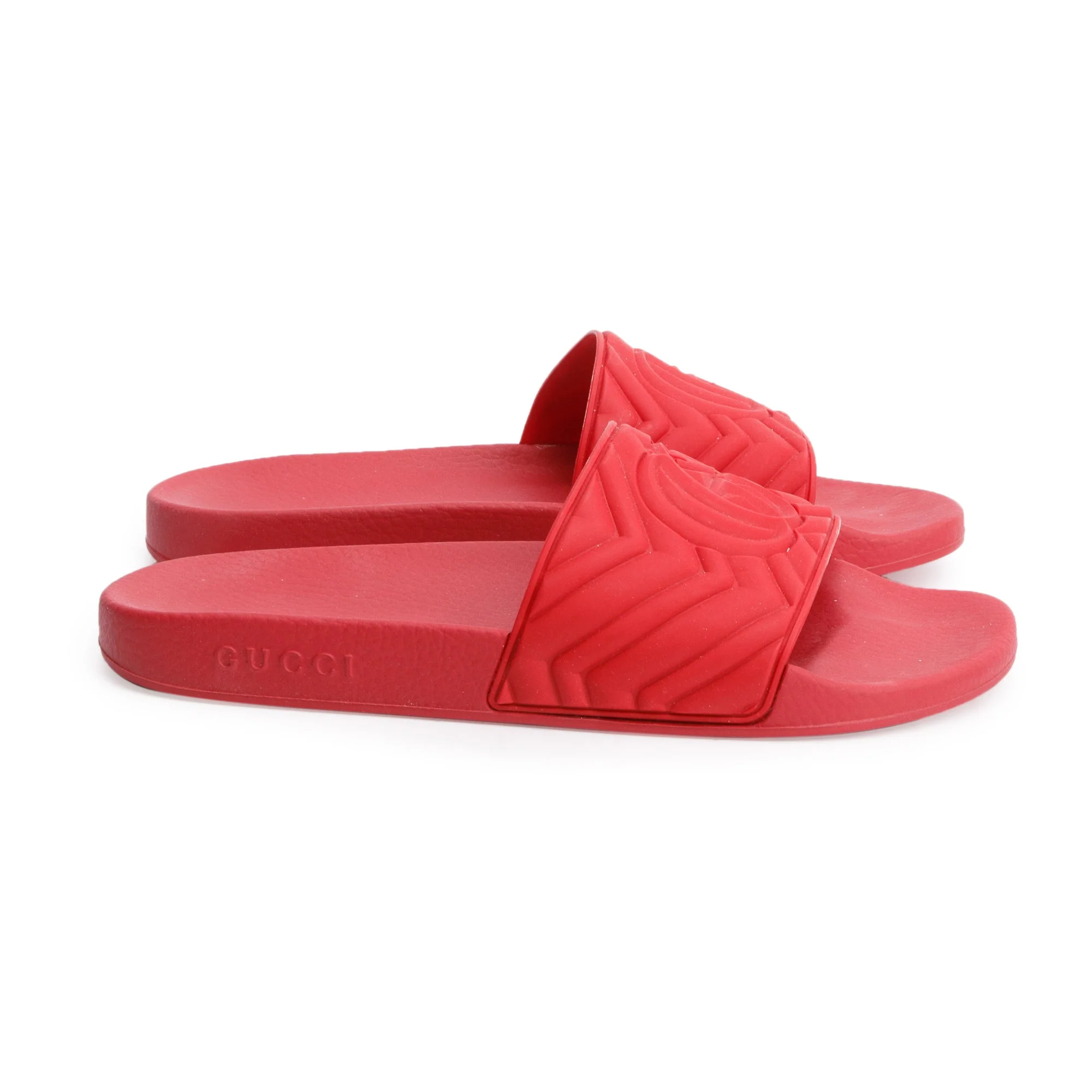 Gucci Red Rubber Double G Logo Slides, Size 11 w/ Box - Image 5