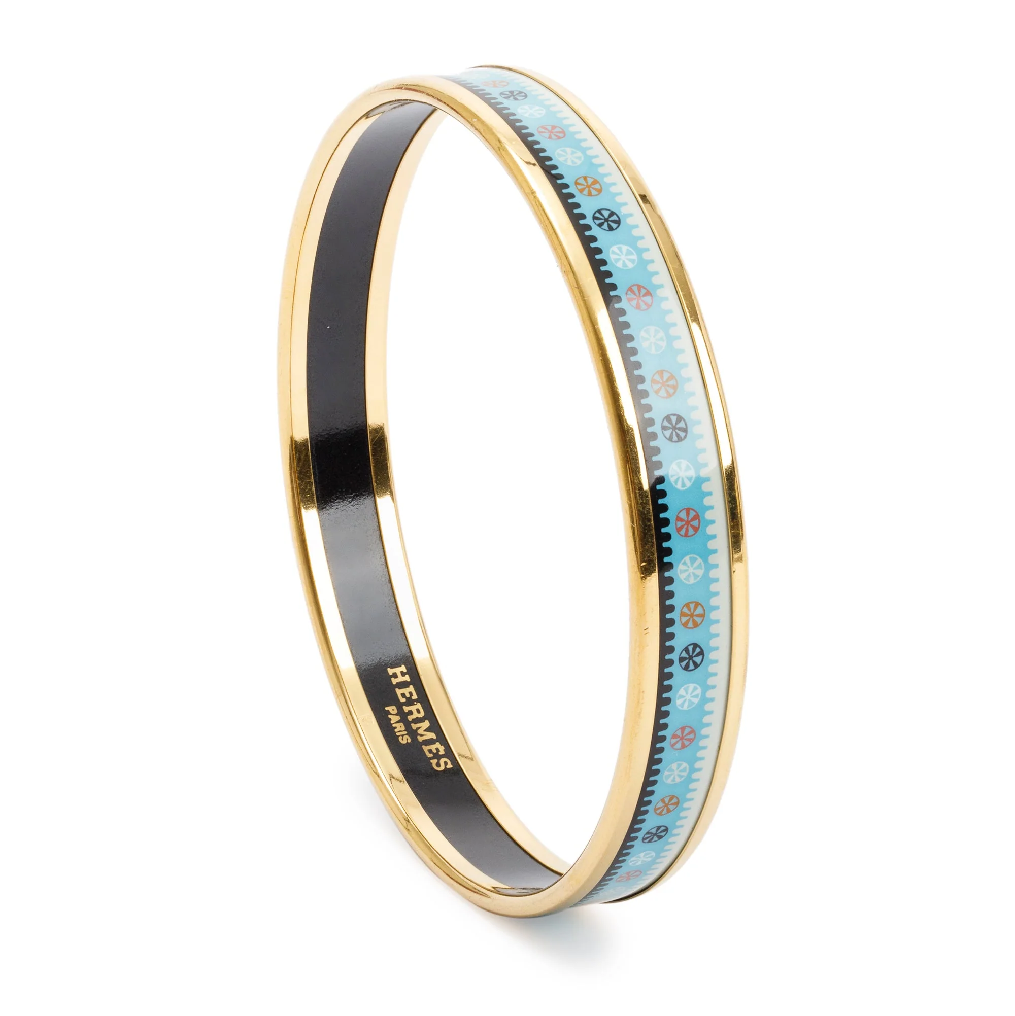 Hermes Gold-Plated Enamel Narrow Bangle - Image 5