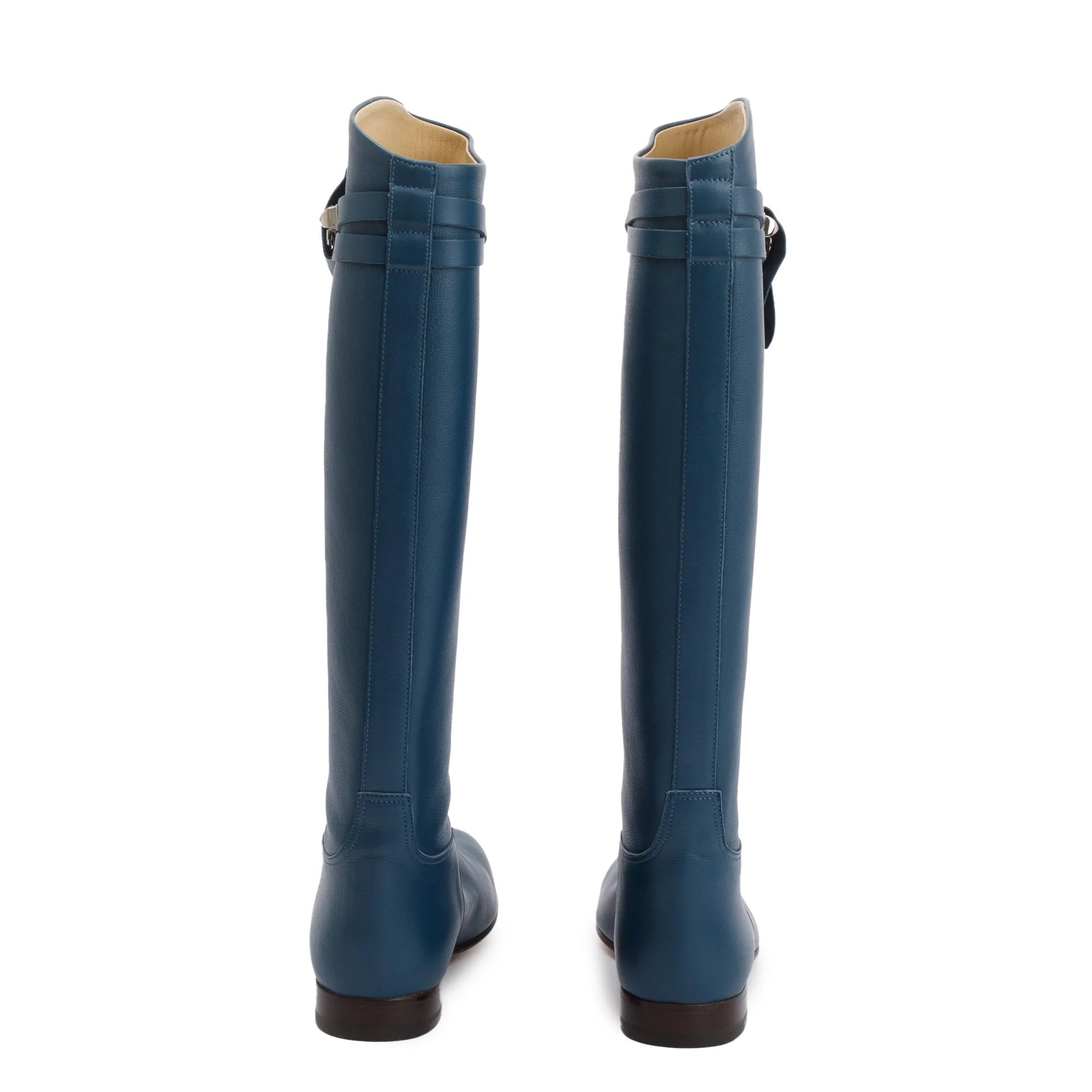 Hermes Maine Calfskin Leather Palladium Plated Collier de Chien Riding Boots, Size 38 - Image 4