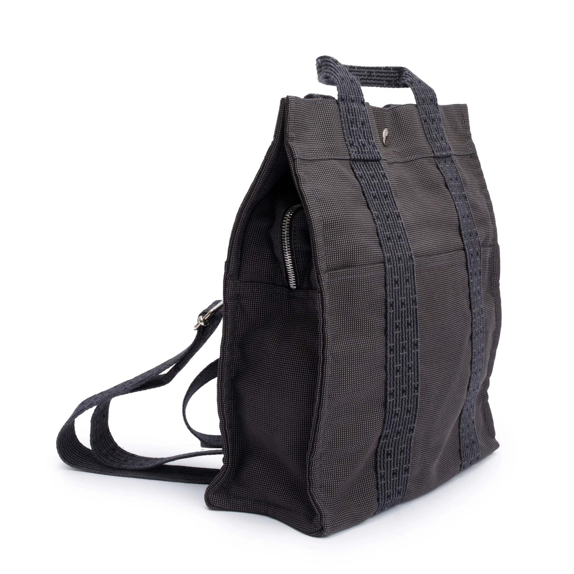 Hermes Noir Graphite Toile H Canvas Herline Backpack - Image 3
