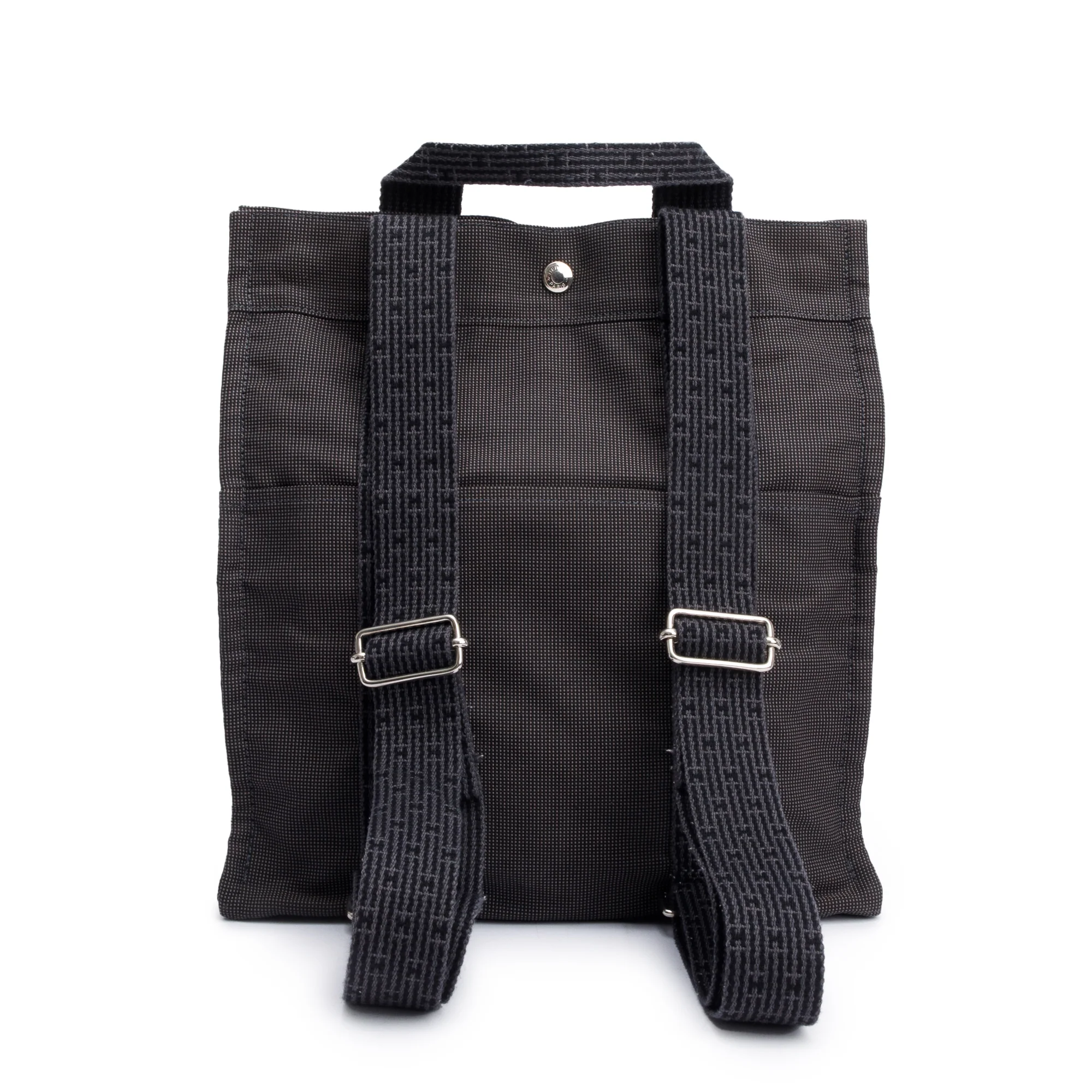 Hermes Noir Graphite Toile H Canvas Herline Backpack - Image 4