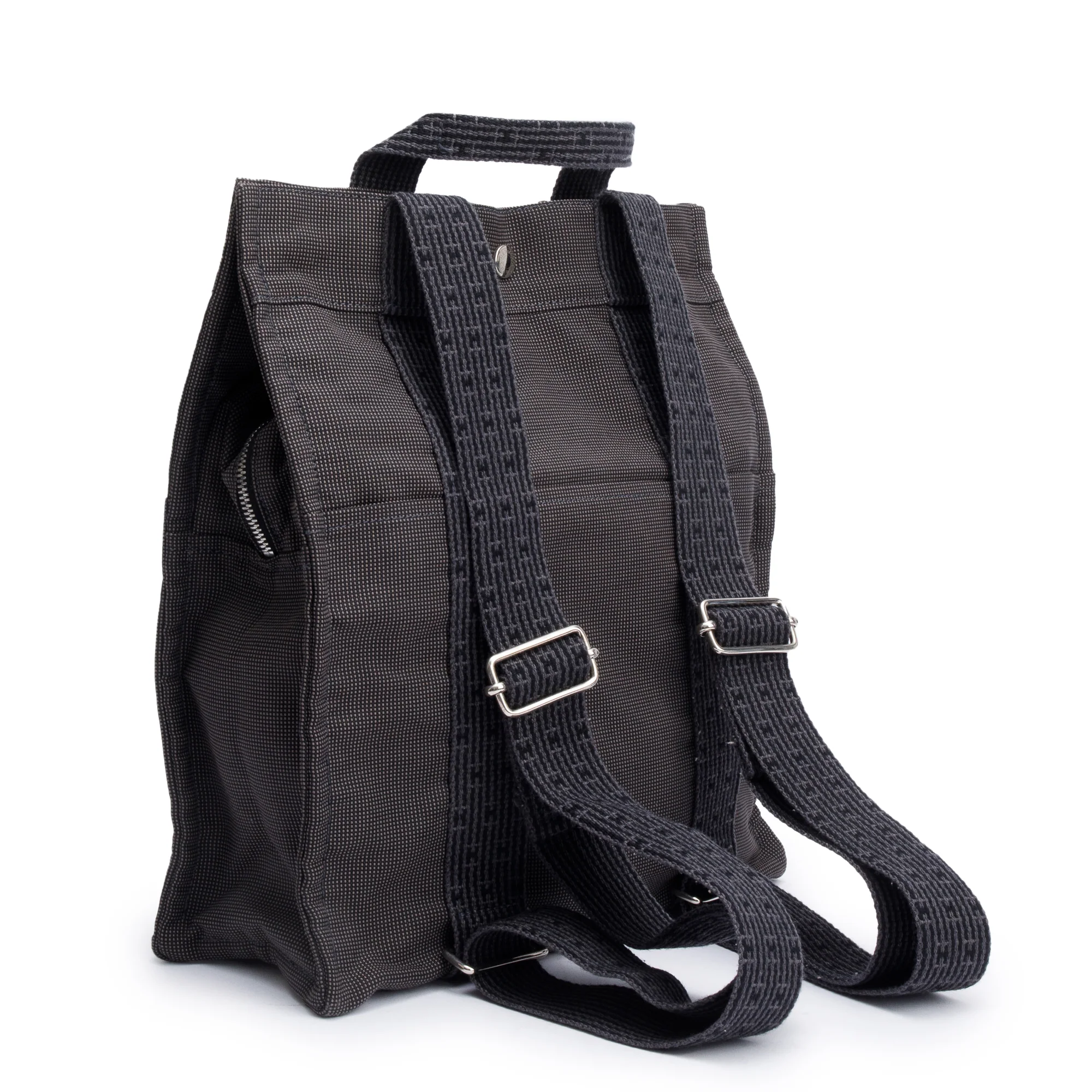 Hermes Noir Graphite Toile H Canvas Herline Backpack - Image 5