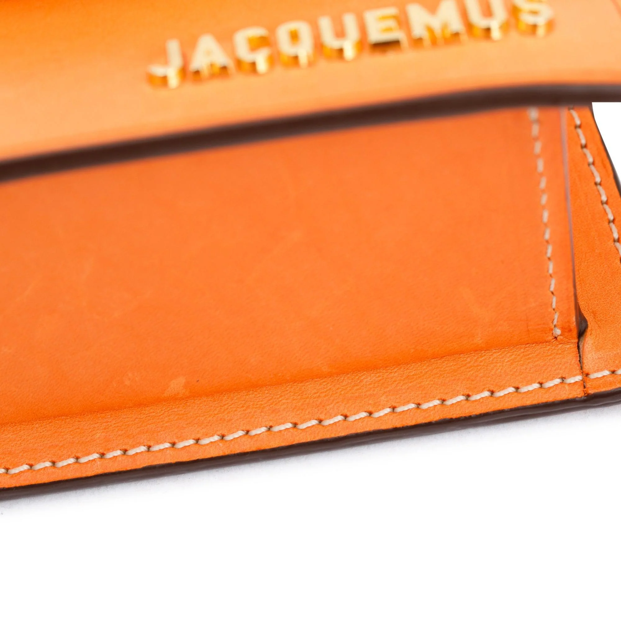 Jacquemus Orange Calfskin Leather Mini Signature Le Chiquito Handle Bag w/ Strap - Image 10