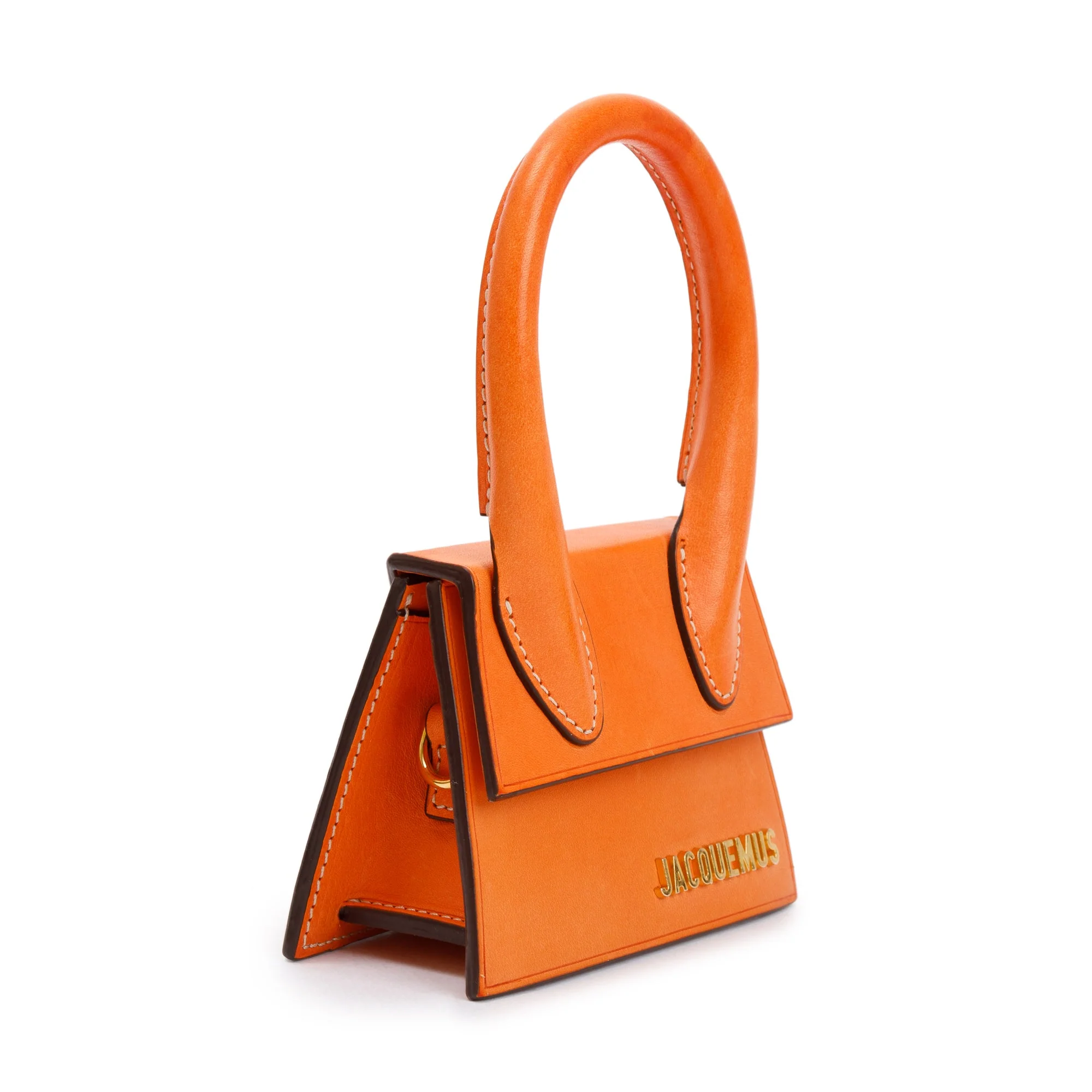 Jacquemus Orange Calfskin Leather Mini Signature Le Chiquito Handle Bag w/ Strap - Image 4