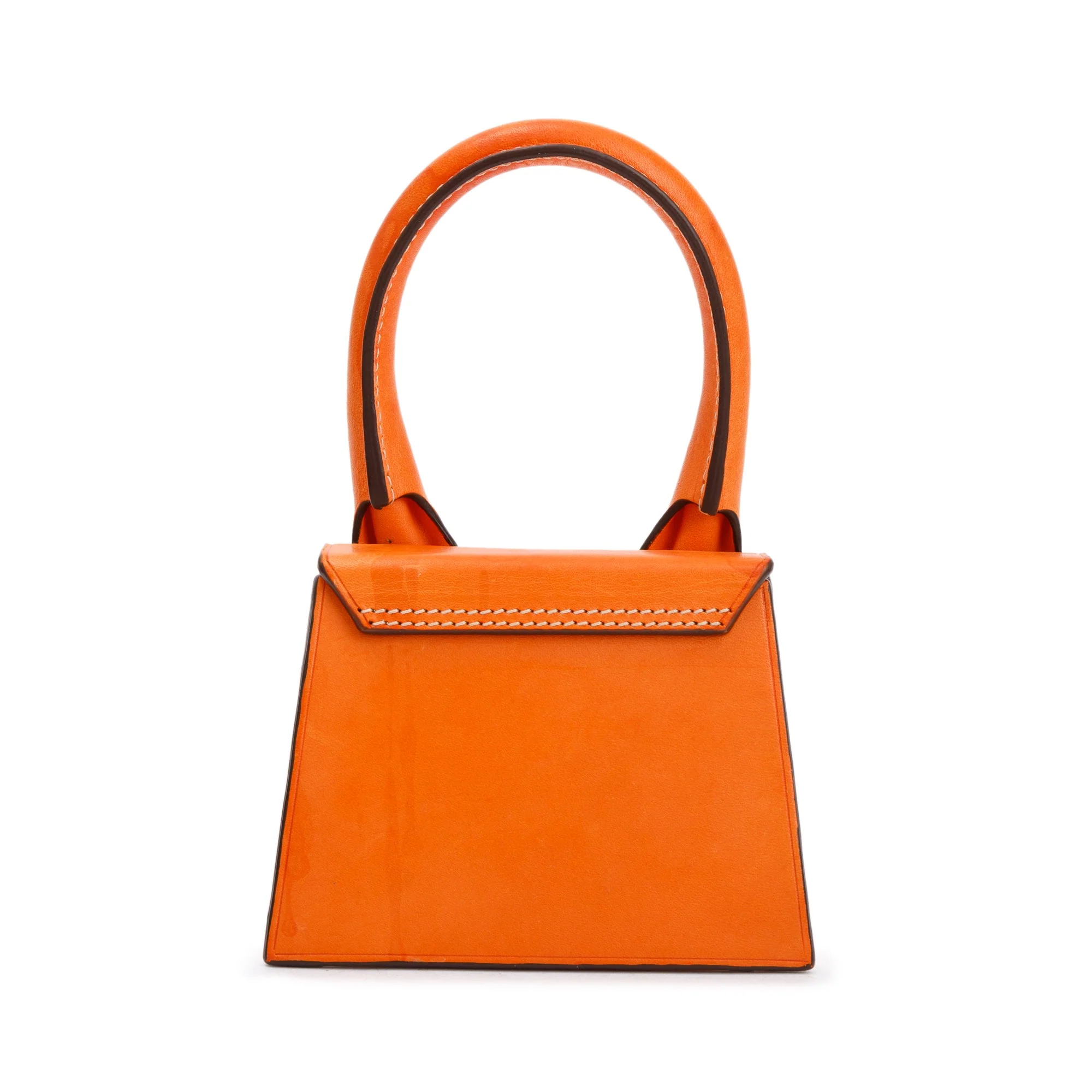 Jacquemus Orange Calfskin Leather Mini Signature Le Chiquito Handle Bag w/ Strap - Image 5