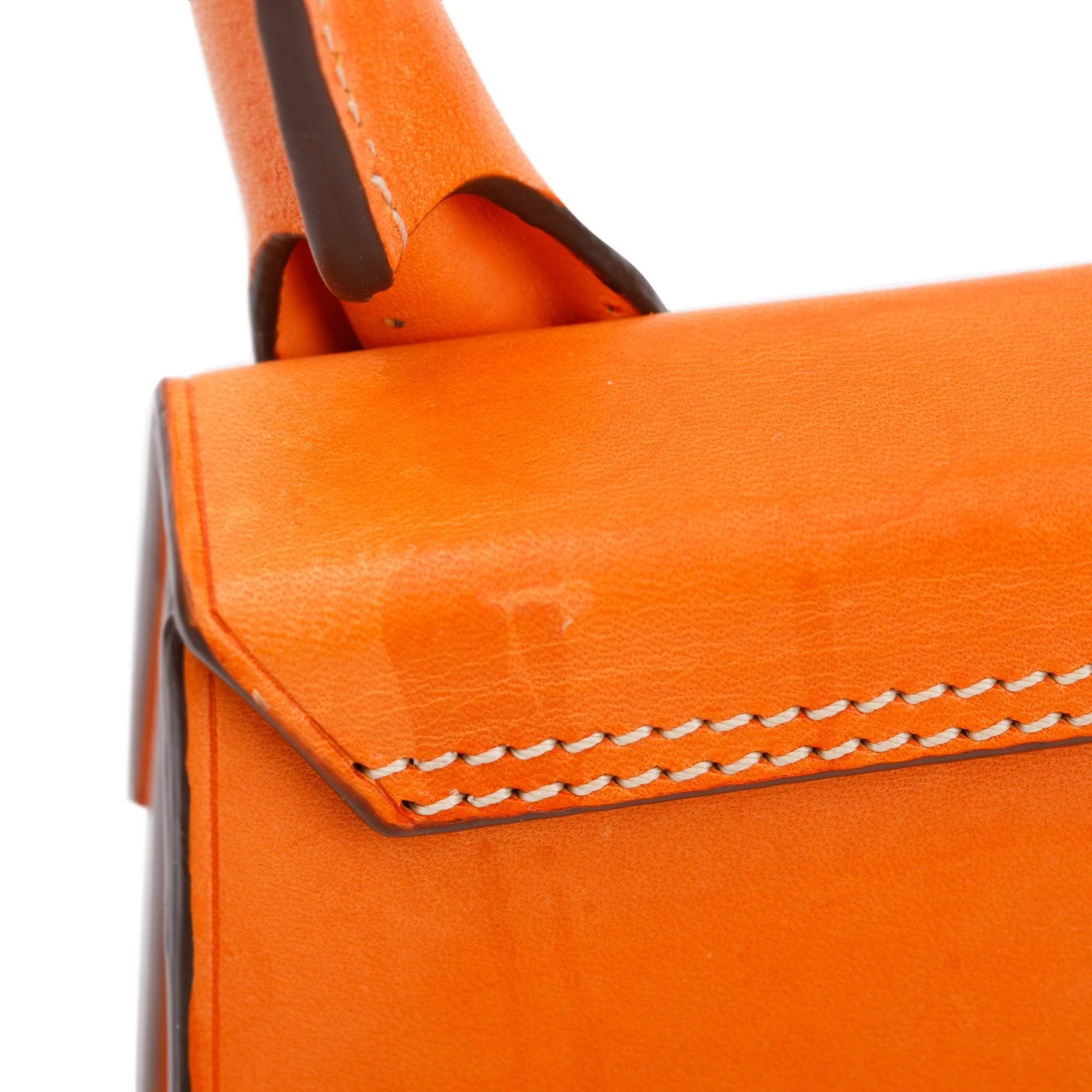 Jacquemus Orange Calfskin Leather Mini Signature Le Chiquito Handle Bag w/ Strap - Image 6