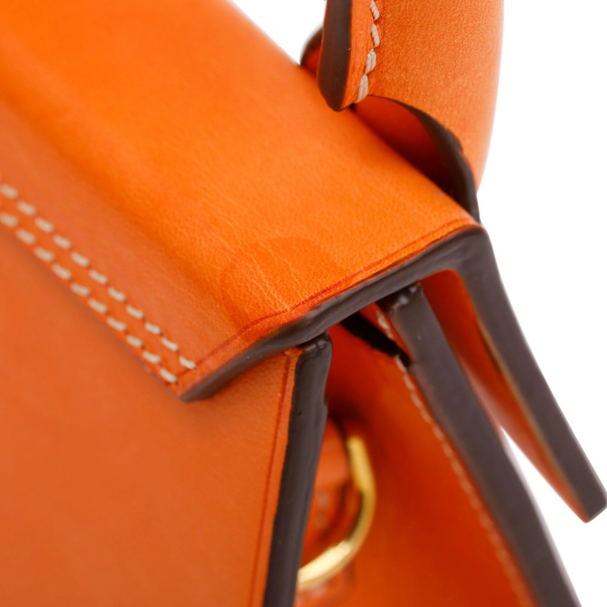 Jacquemus Orange Calfskin Leather Mini Signature Le Chiquito Handle Bag w/ Strap - Image 7