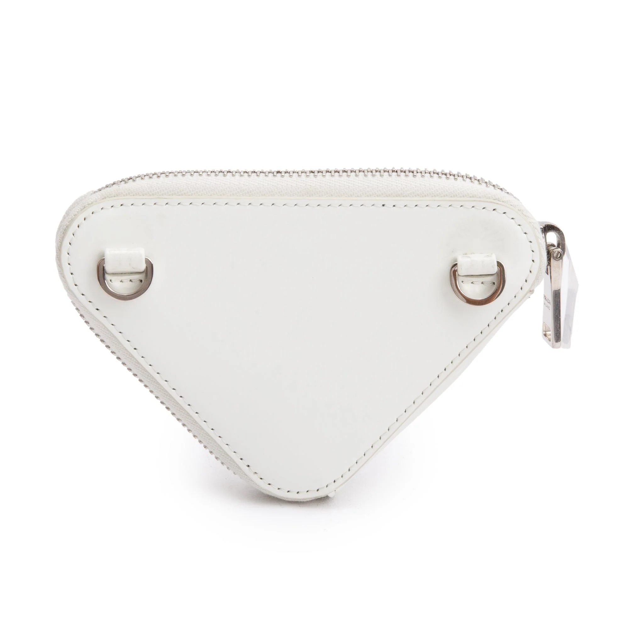Prada White Spazzolato Leather Mini Triangle Crossbody Bag - Image 5