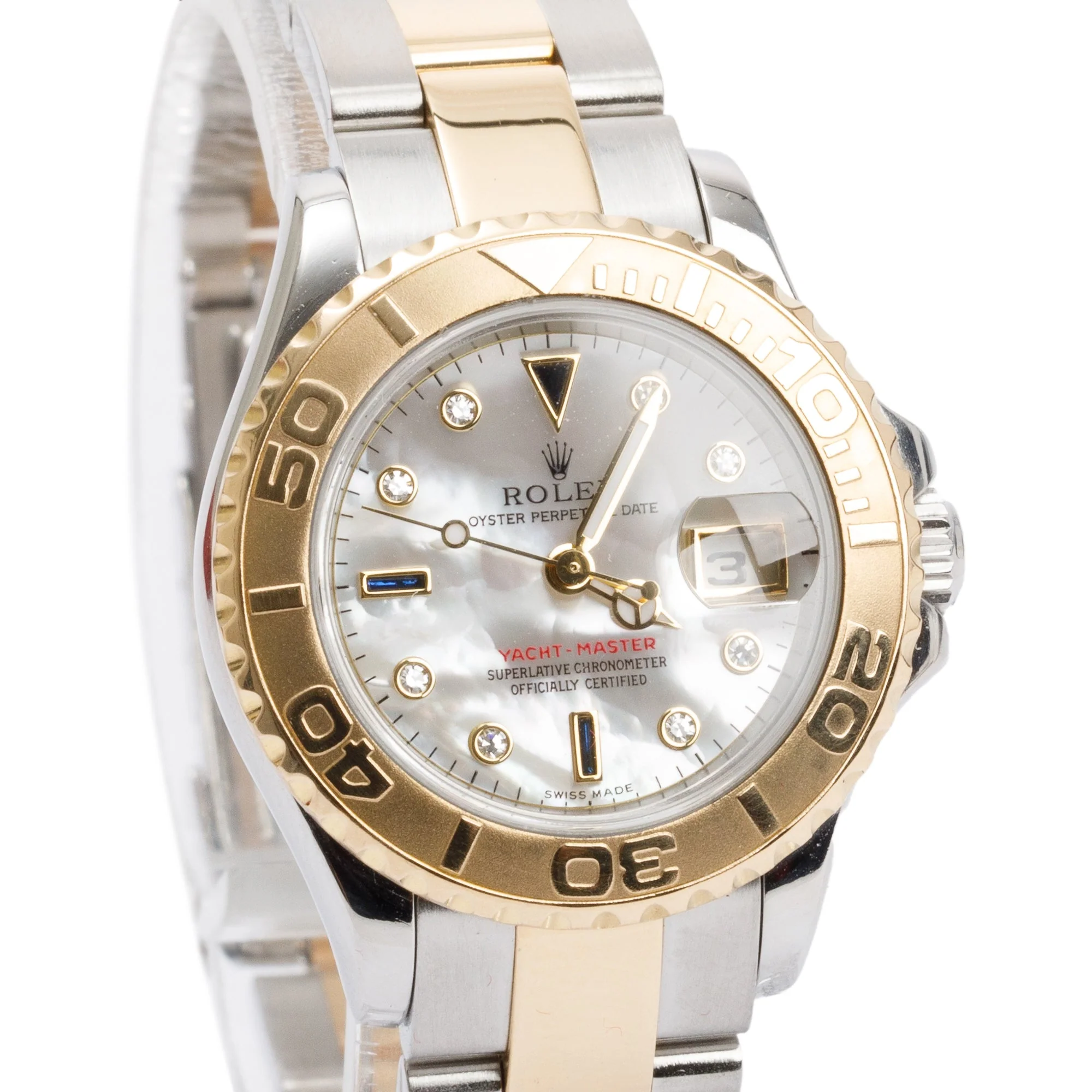 Rolex Stainless Steel & 18k Yellow Gold Ladies Yacht-Master Date 29 MM Diamond Dial Automatic Watch w/ Box - Image 3