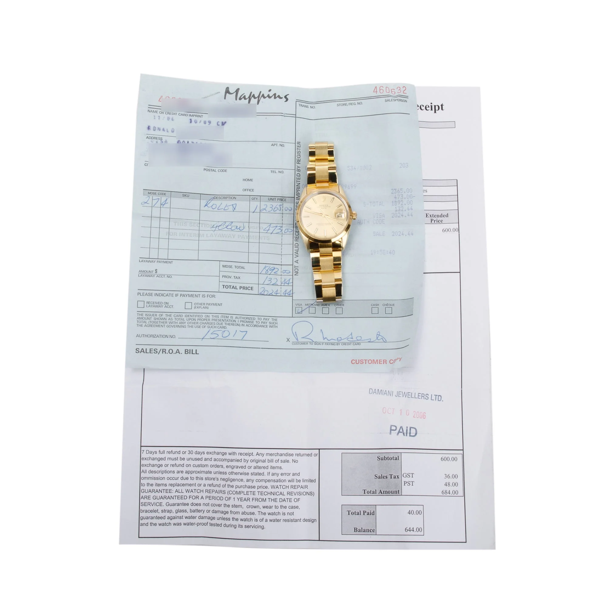 Rolex Vintage Gold-Plated Stainless Steel Oyster Perpetual Date 34 MM Watch w/ Box & Papers - Image 6