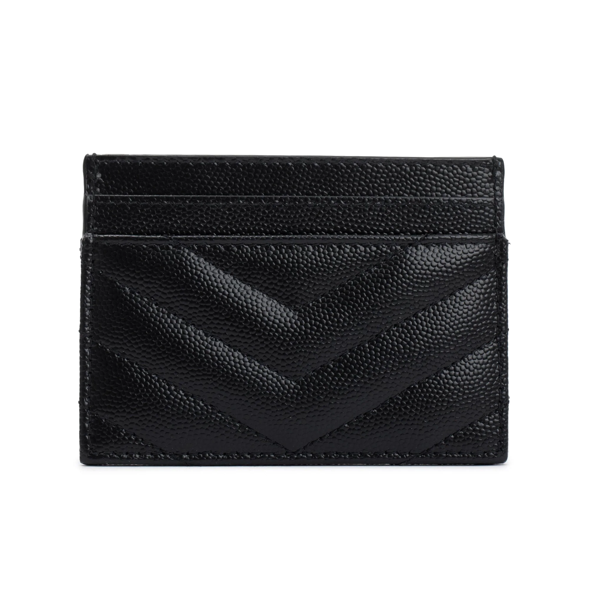 Saint Laurent 2021 Black Grain De Poudre Leather Cassandre Matelasse Card Case w/ Box - Image 4