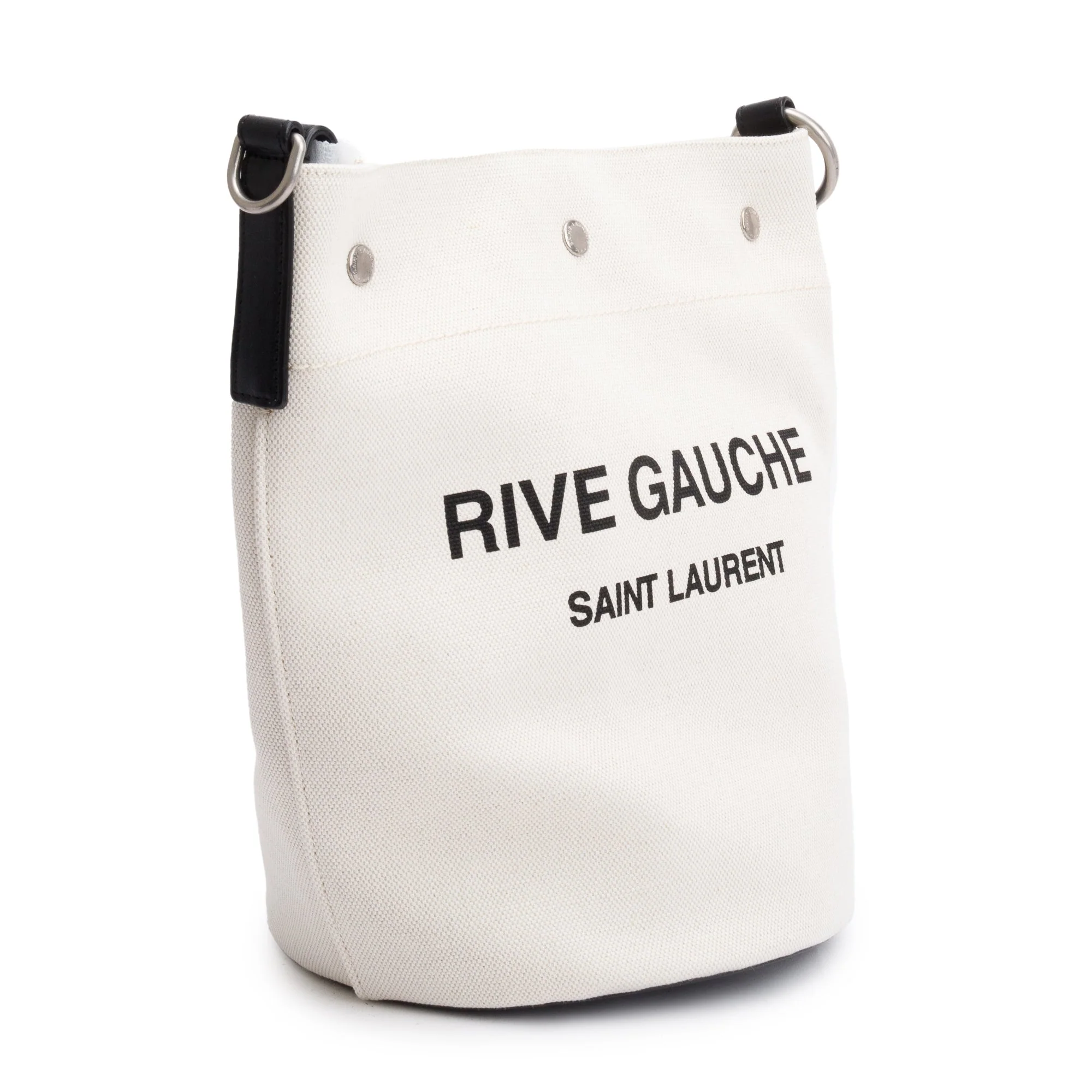 Saint Laurent 2021 White Canvas Rive Gauche Bucket Bag - Image 5