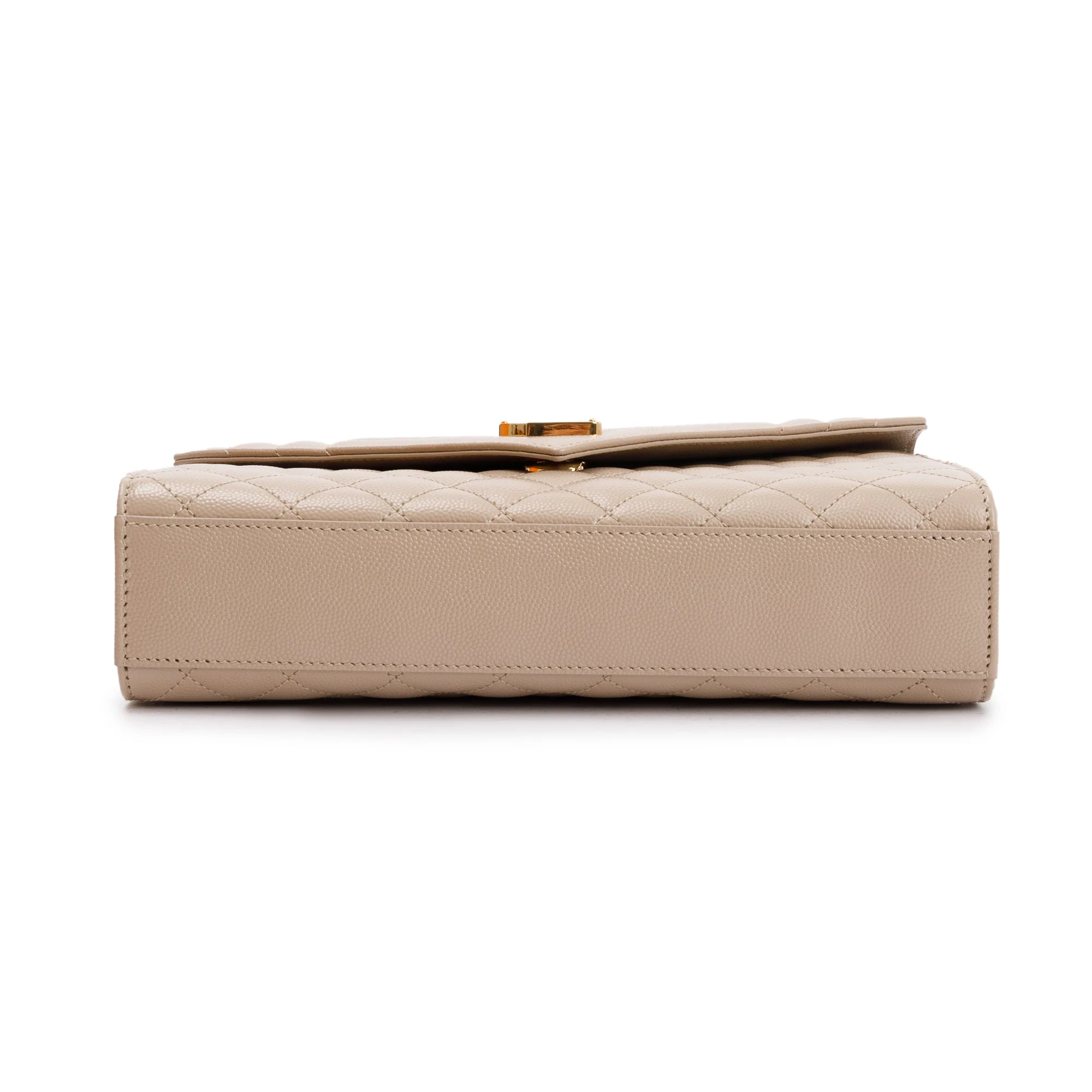 Saint Laurent 2023 Beige Grained De Poudre Medium Envelope Shoulder Bag w/ Box - Image 6