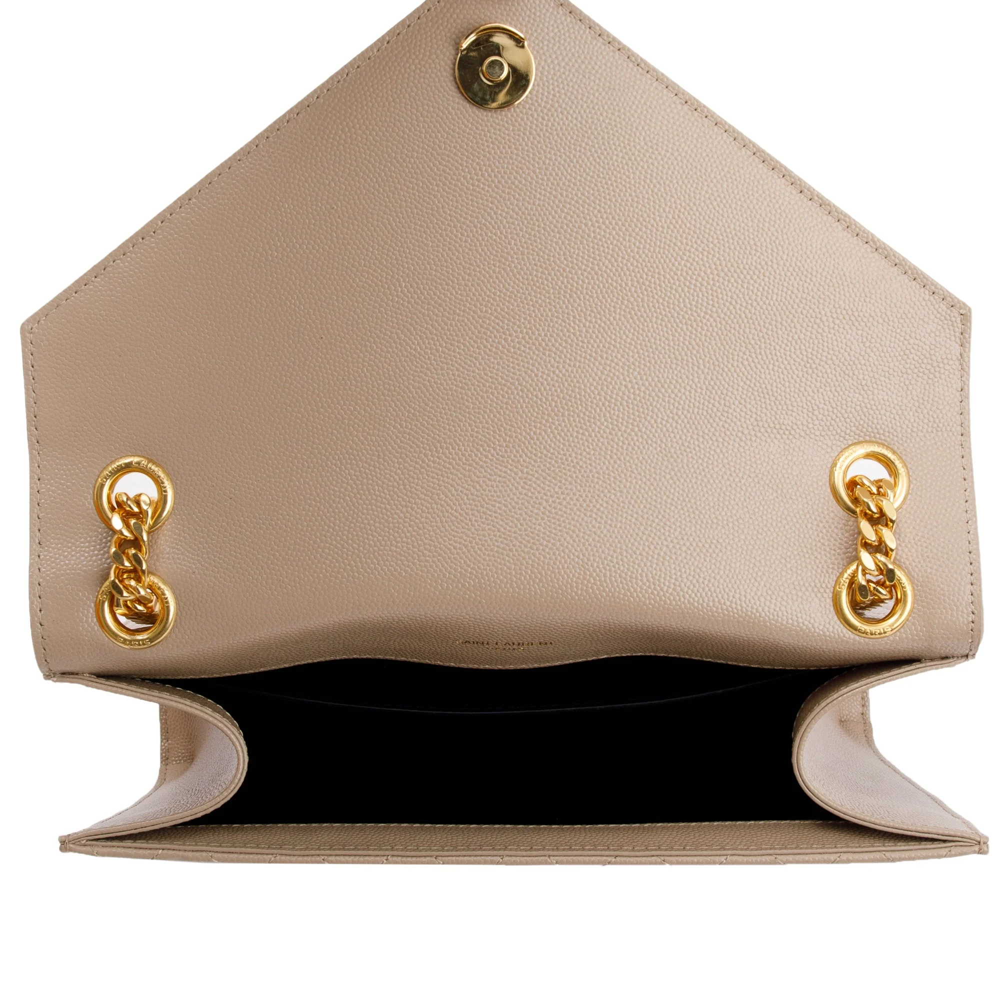 Saint Laurent 2023 Beige Grained De Poudre Medium Envelope Shoulder Bag w/ Box - Image 7