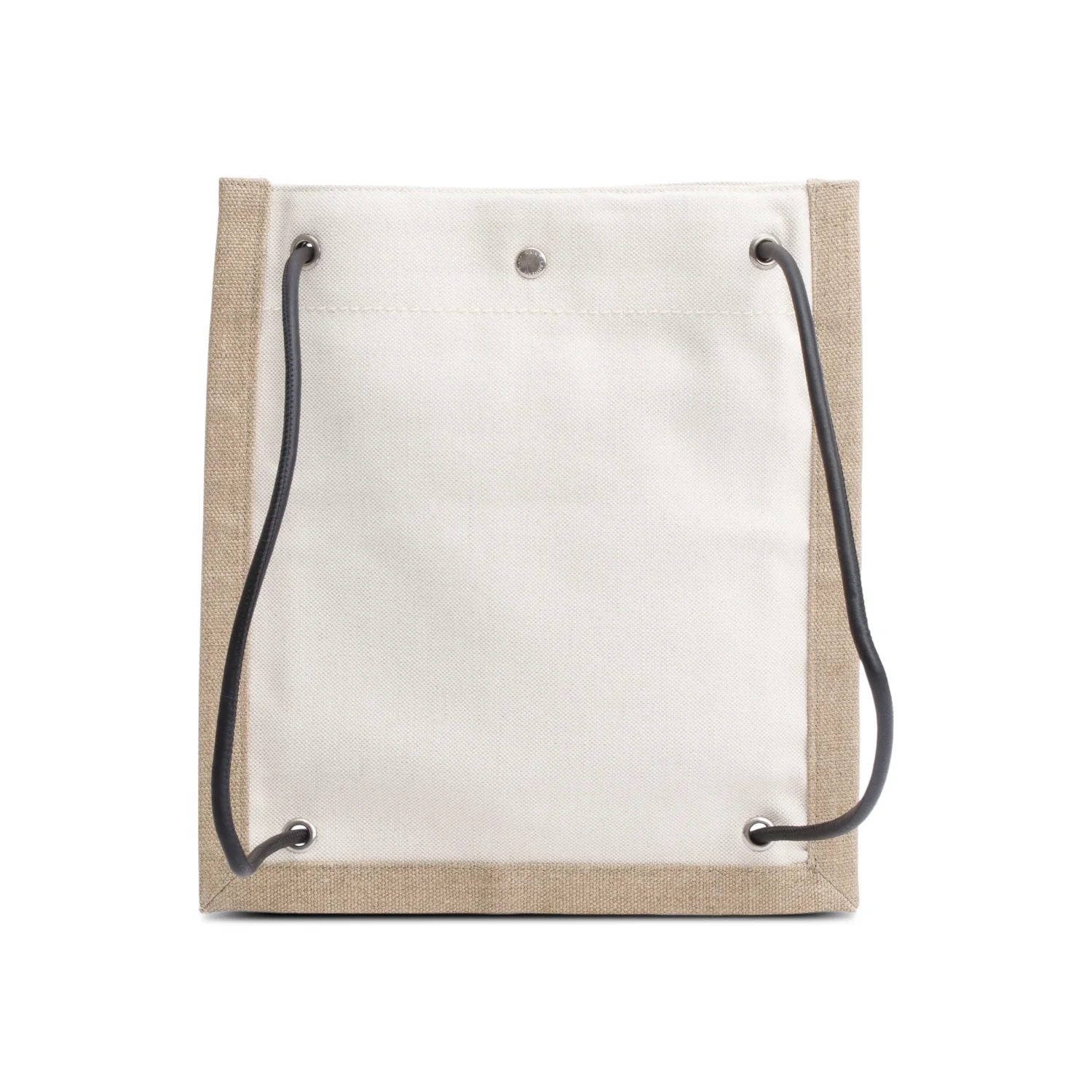 Saint Laurent Beige Linen Calfskin Rive Gauche Drawstring Backpack - Image 4