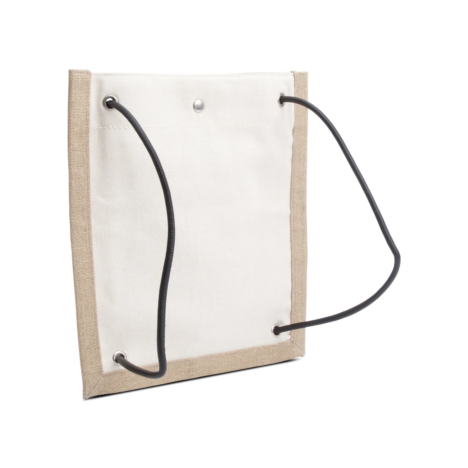 Saint Laurent Beige Linen Calfskin Rive Gauche Drawstring Backpack - Image 5
