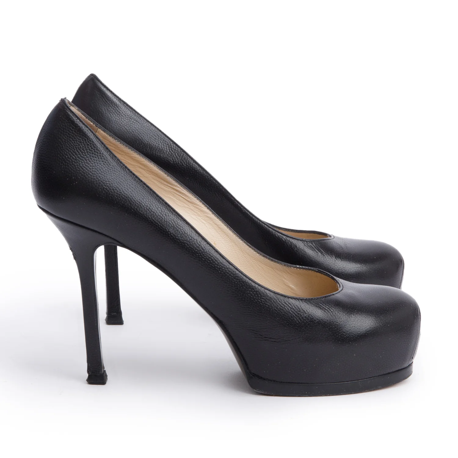 Saint Laurent Black Leather Tribtoo 85 Platform Pumps, Size 36.5 w/ Box - Image 3