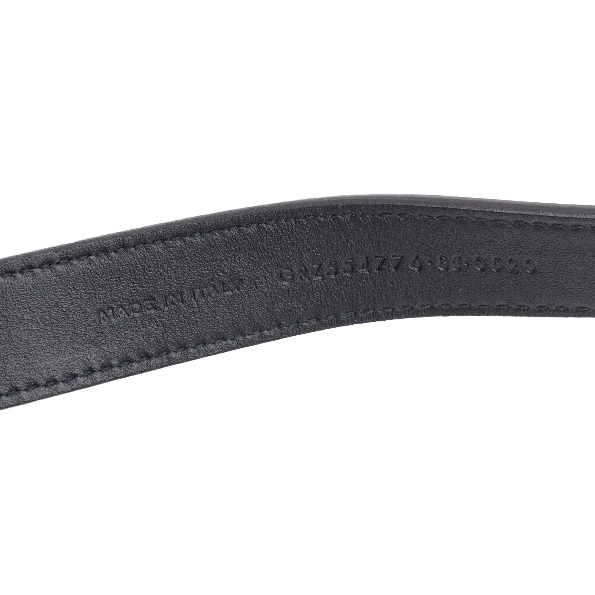 Saint Laurent Brown Croc-Embossed Leather Skinny Belt 85 - Image 3