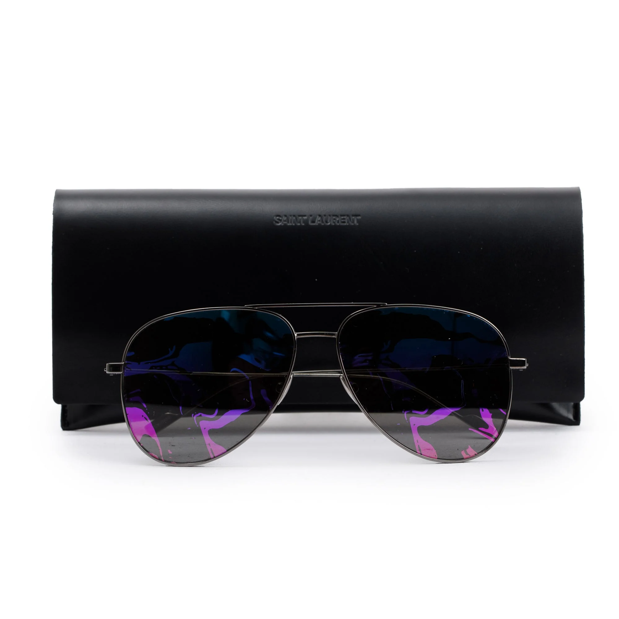 Saint Laurent Titanium SL 193T Aviator Sunglasses w/ Case - Image 5