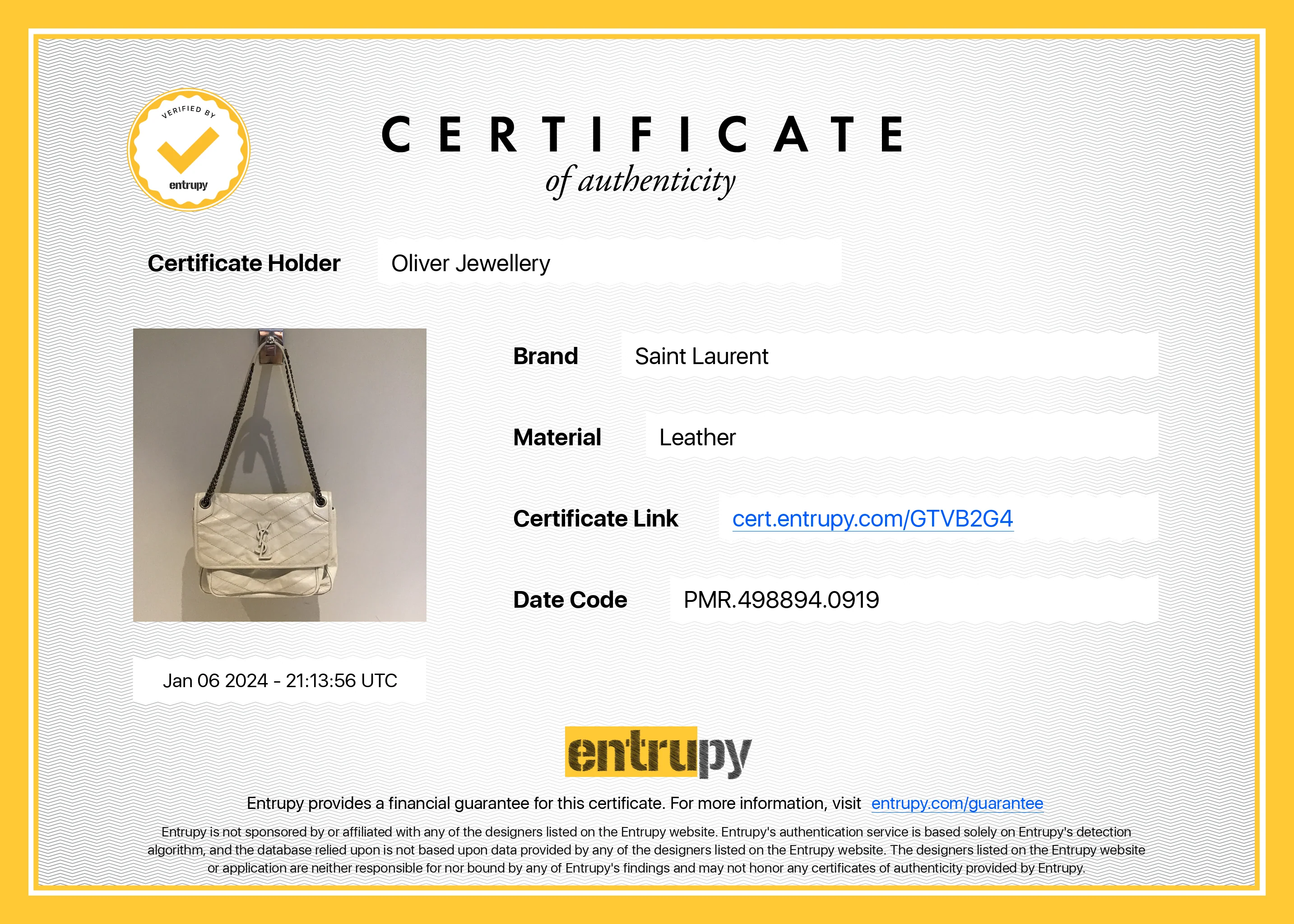 Saint Laurent White Crinkled Calfskin Leather Medium Niki Shoulder Bag - Image 16