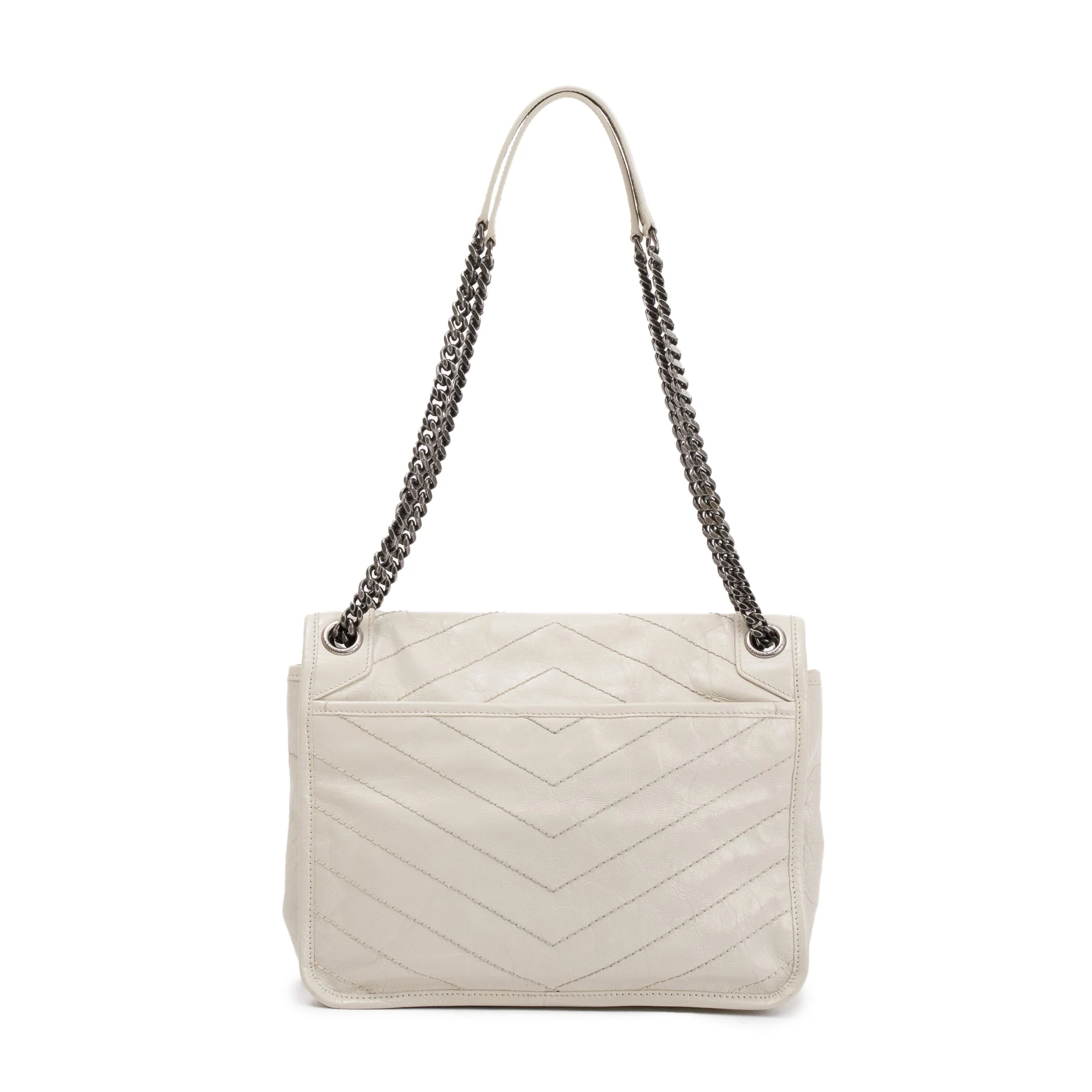 Saint Laurent White Crinkled Calfskin Leather Medium Niki Shoulder Bag - Image 5