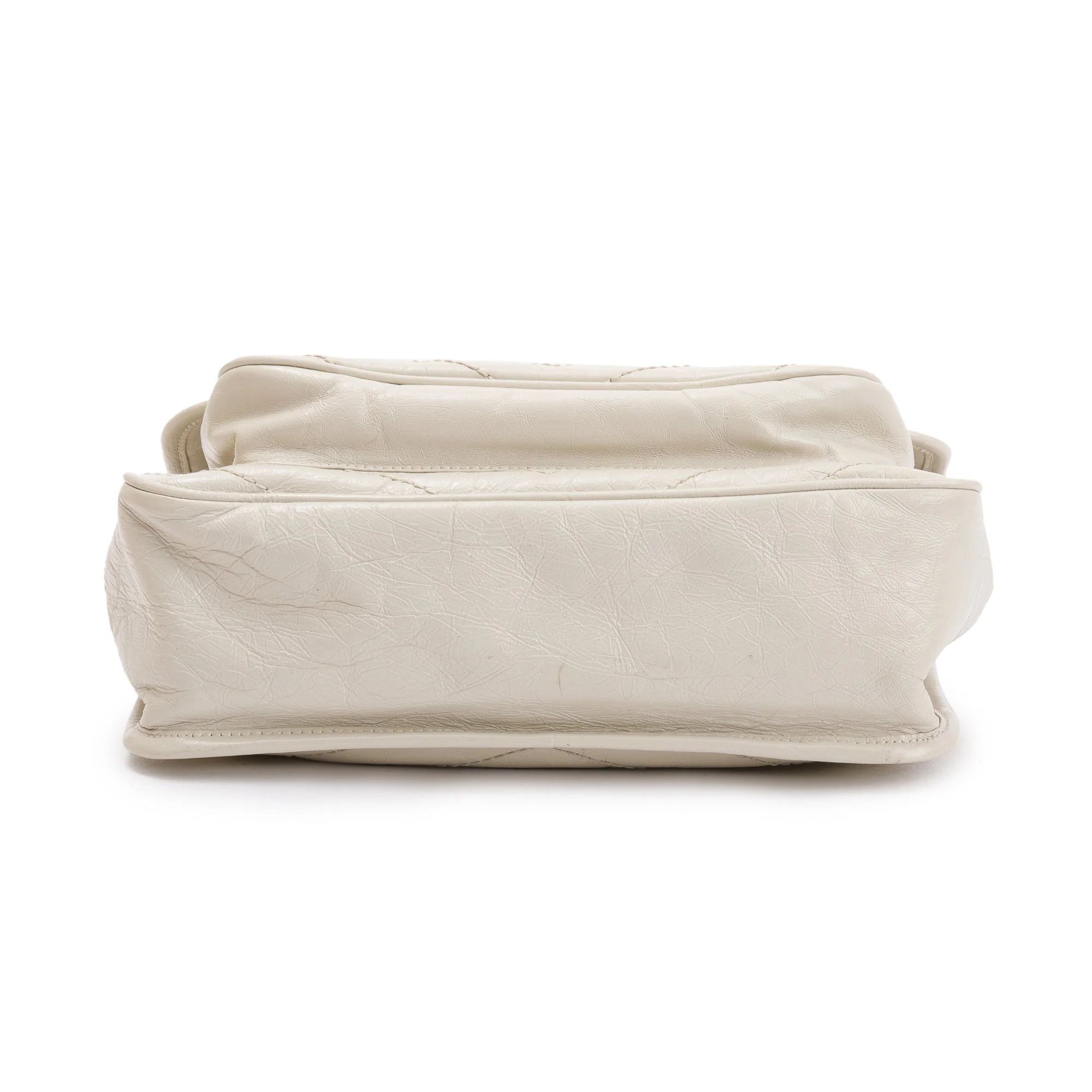 Saint Laurent White Crinkled Calfskin Leather Medium Niki Shoulder Bag - Image 6