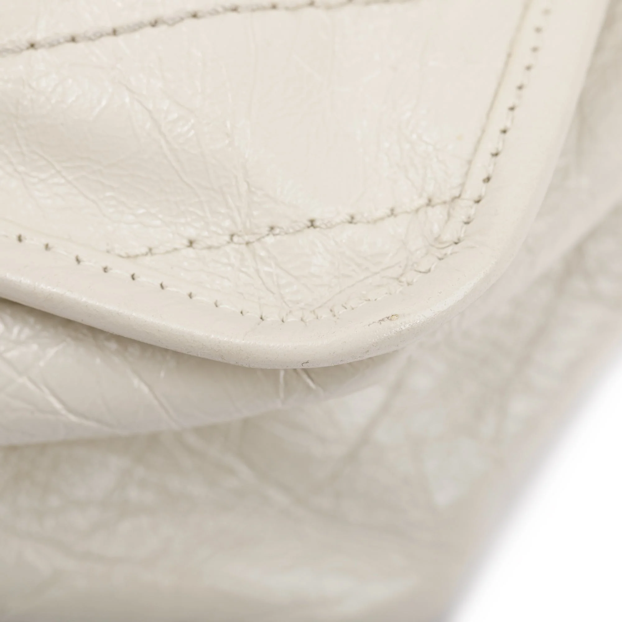 Saint Laurent White Crinkled Calfskin Leather Medium Niki Shoulder Bag - Image 9