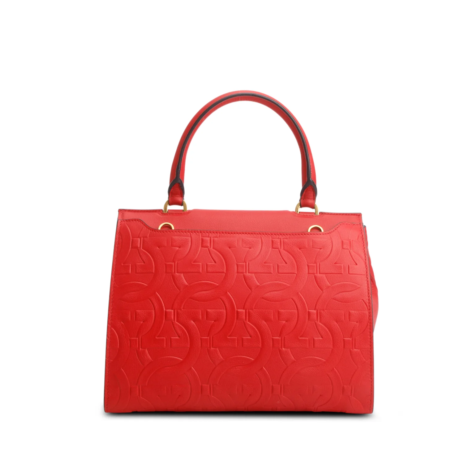 Salvatore Ferragamo Red Leather Trifolio Top Handle Bag w/ Strap - Image 5