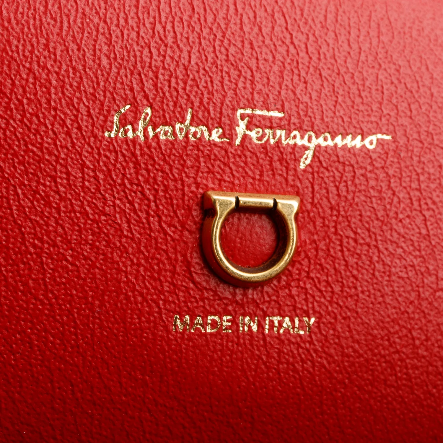 Salvatore Ferragamo Red Leather Trifolio Top Handle Bag w/ Strap - Image 9