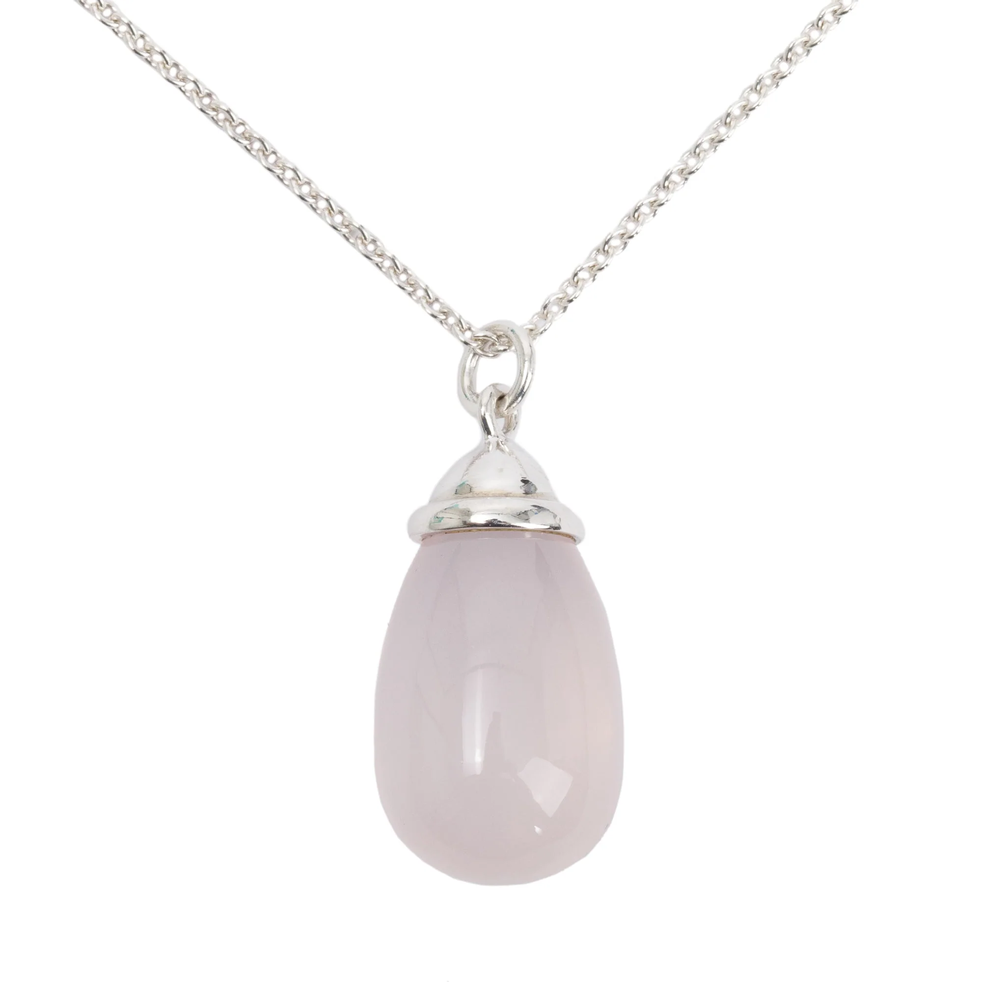 Tiffany & Co. Paloma Picasso Sterling Silver Rose Quartz Pendant Necklace w/ Box - Image 3