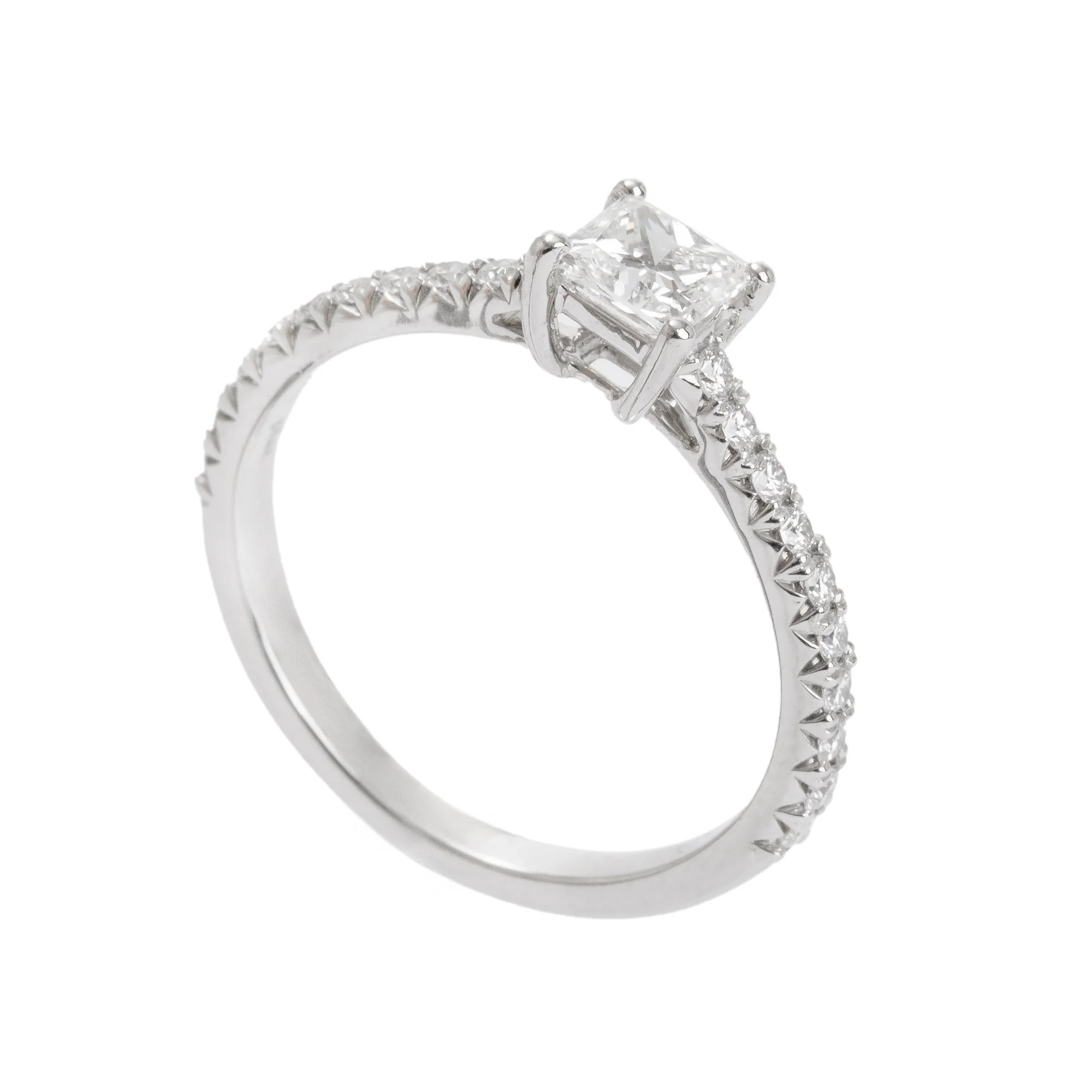 Tiffany & Co. Platinum 0.37 ct. Princess Cut Diamond Novo Engagement Ring, Size 3.5 w/ Paperwork - Image 5