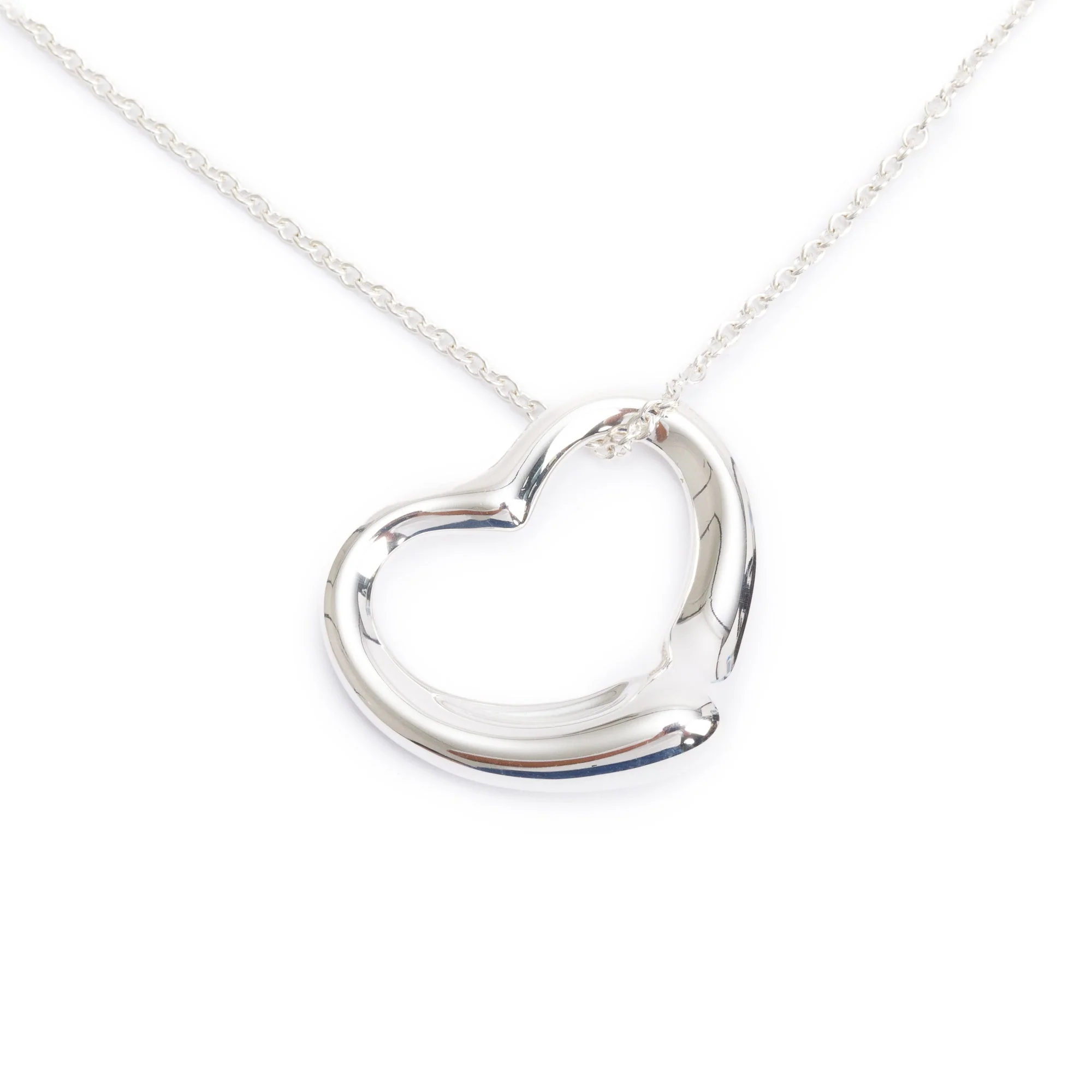 Tiffany & Co. Sterling Silver Elsa Peretti Open Heart Pendant Necklace, 27 MM - Image 3