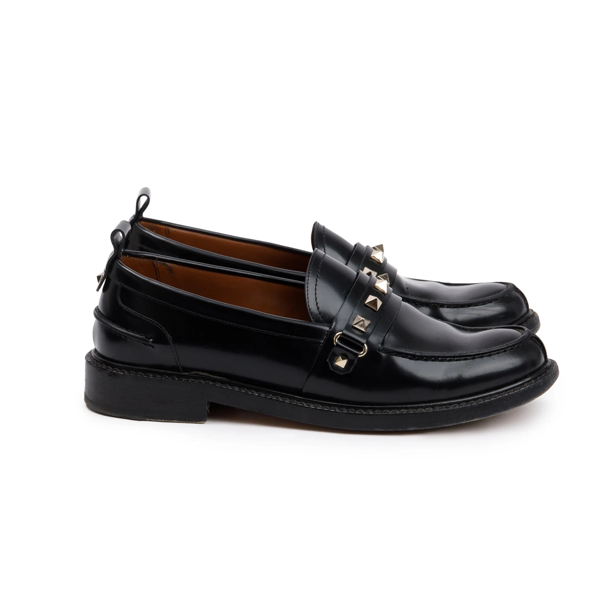 Valentino Black Calfskin Leather Rockstud Loafers, Size 36 w/ Box - Image 3