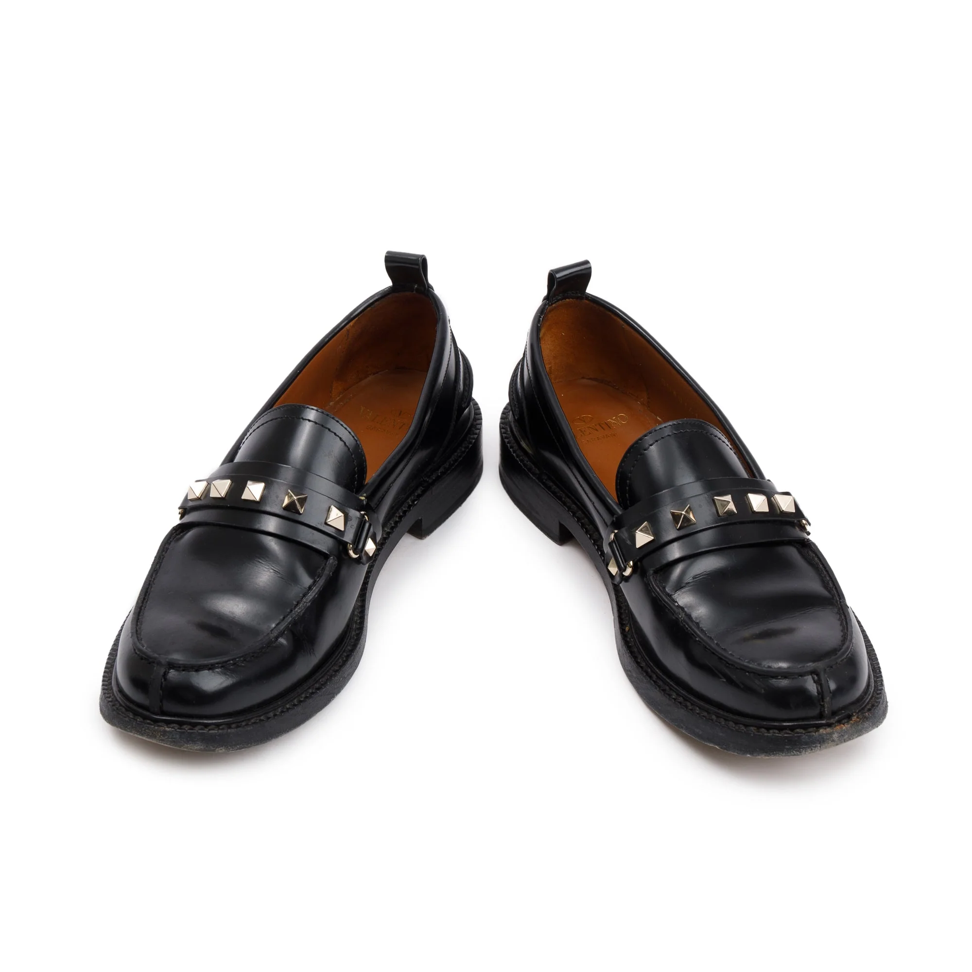 Valentino Black Calfskin Leather Rockstud Loafers, Size 36 w/ Box - Image 5