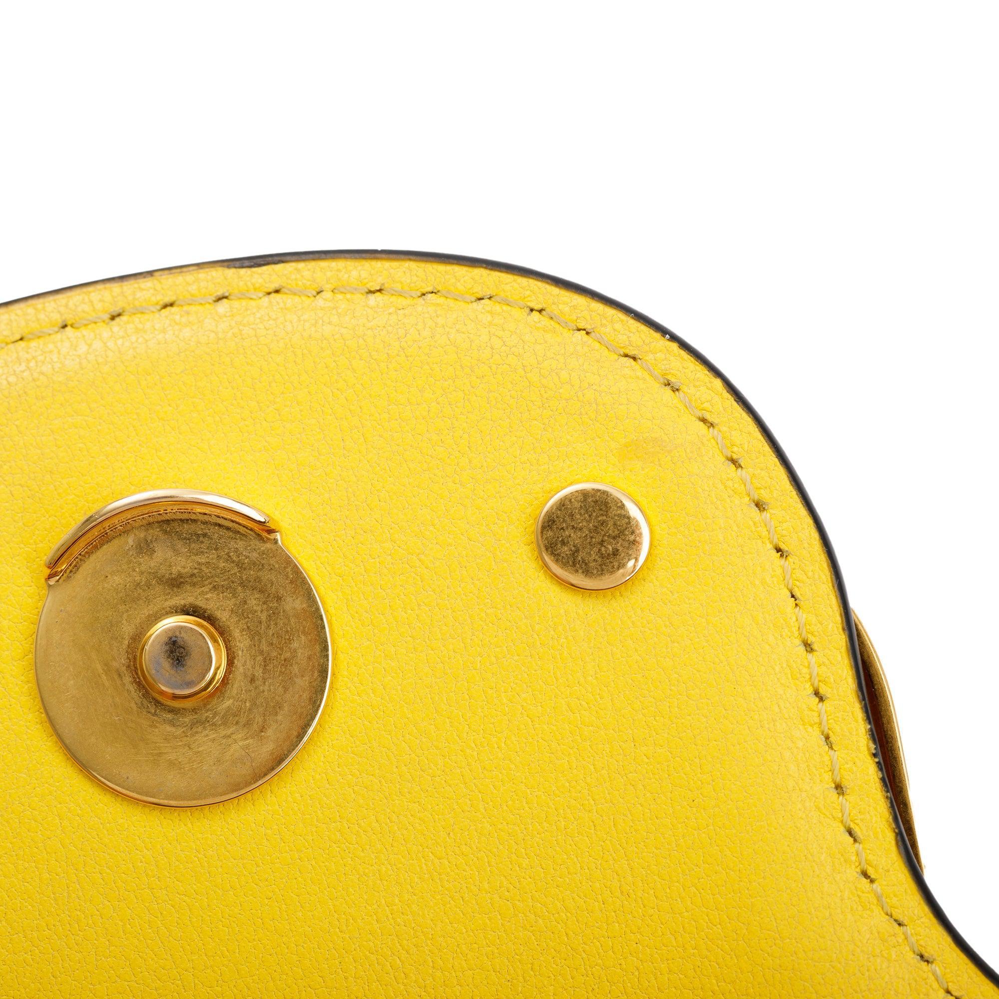 Valentino Yellow Calfskin Leather Vlogo Loco Shoulder Bag - Image 11