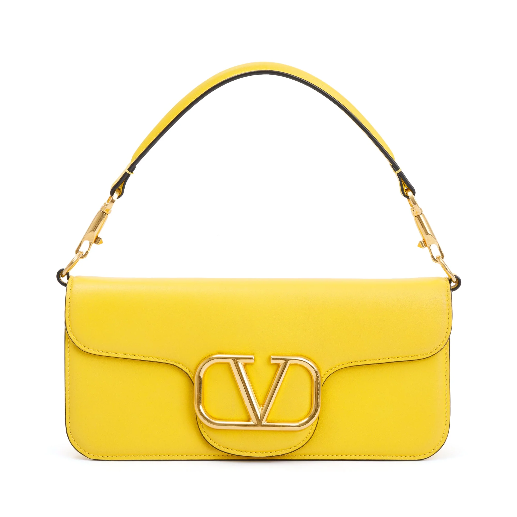 Valentino Yellow Calfskin Leather Vlogo Loco Shoulder Bag - Image 3